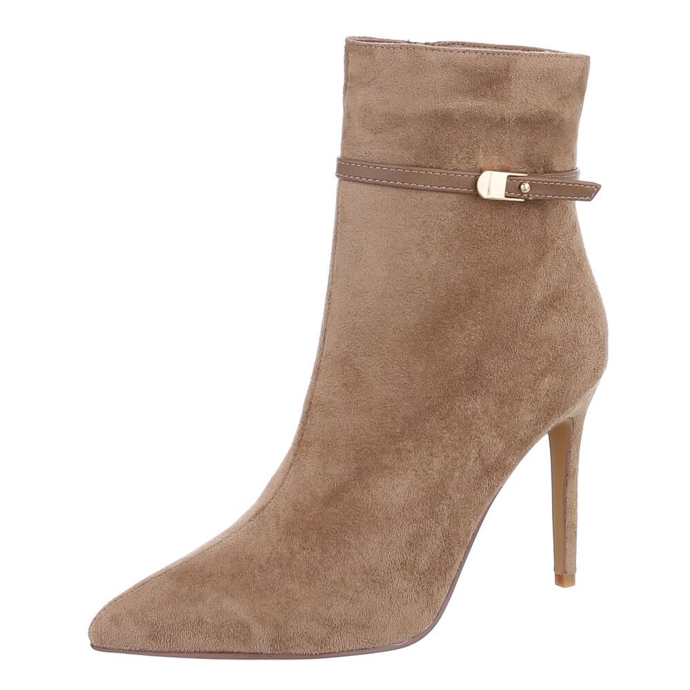 Ital-Design Damen Ankle Boots mit Stilettoabsatz und Riemen High-Heel-Stiefelette (92600644) Pfennig-/Stilettoabsatz Stiefeletten in Hellbraun