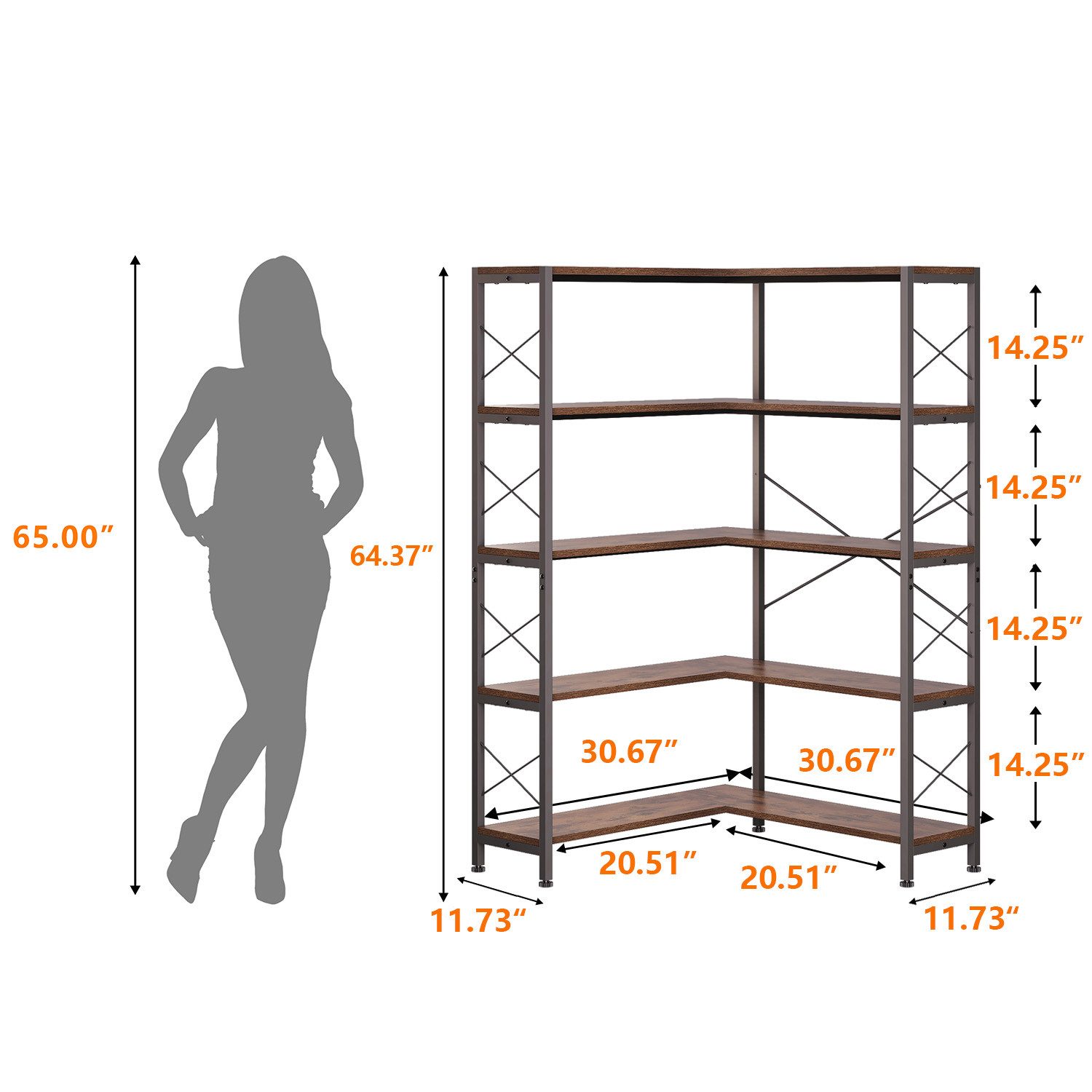 Wildhome Bücherregal 5-Regal Etagere mit Metallrahmen, Offene Lagerung, 1-t günstig online kaufen