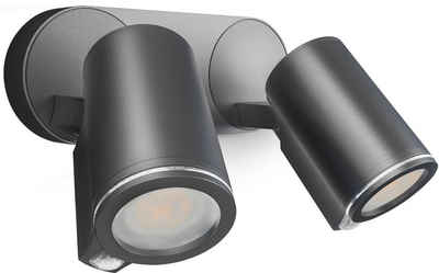 steinel LED Außen-Wandleuchte Duo, Bewegungsmelder, LED wechselbar, Warmweiß, 180° Bewegungsmelder, GU10, Smart Home, Bluetooth, 3000K, Wandstrahler