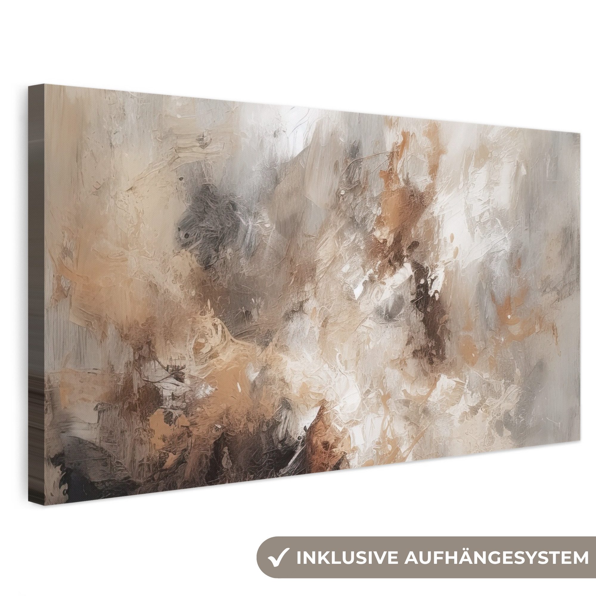 OneMillionCanvasses® Leinwandbild Panorama Farbe - Abstrakt - Beige - Kunst, Fotodruck (1 St), Wandbild XXL für Wohnzimmer Küche 100x50 cm