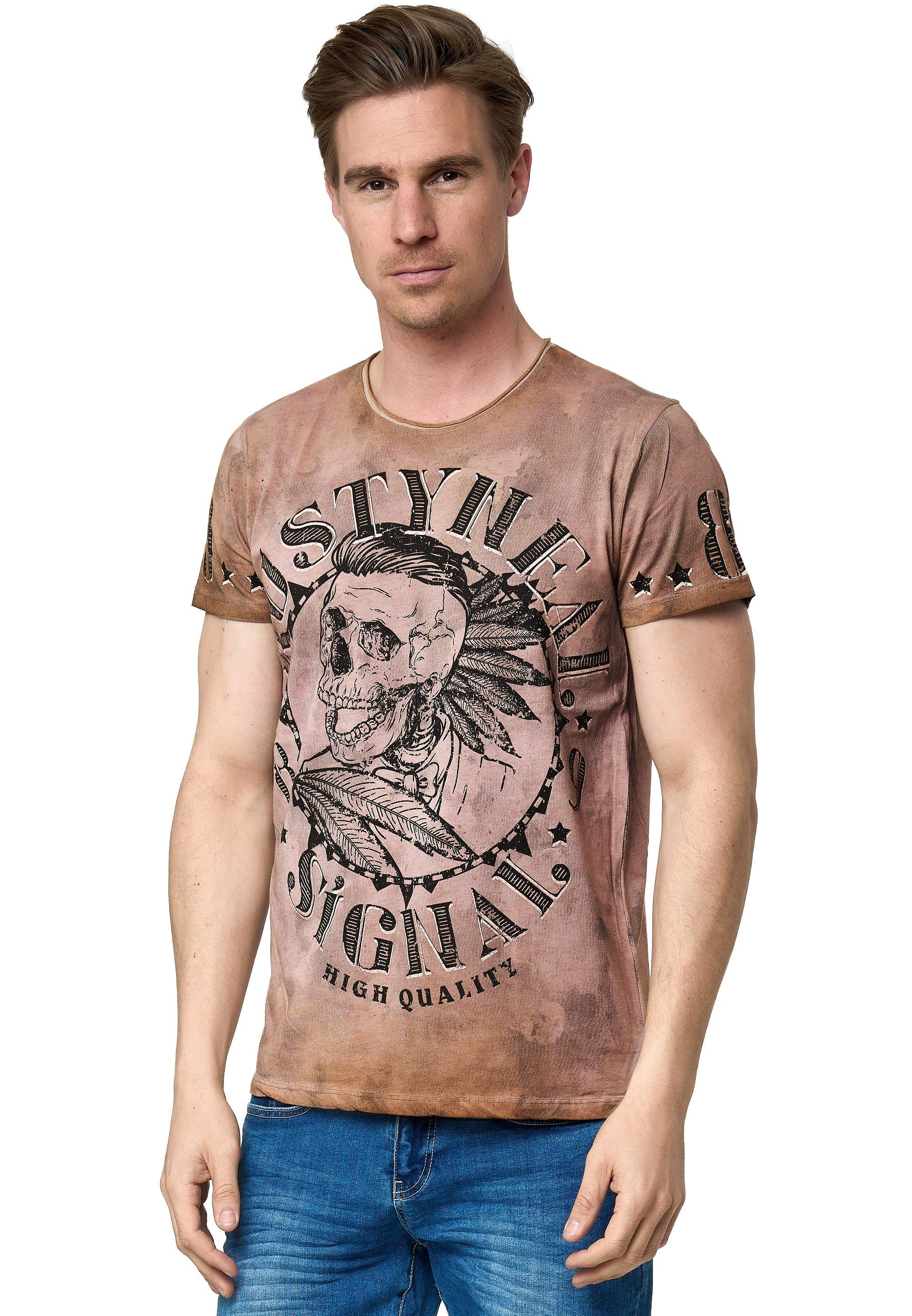 Rusty Neal T-Shirt mit stylischem Totenkopf-Print