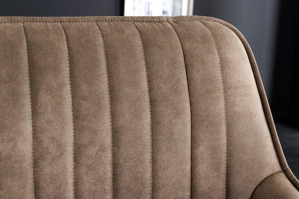 riess-ambiente Sitzbank TURIN 160cm taupe/schwarz – Microfaser, Metallbeine, mit Armlehne (Einzelartikel, 1-St), mit Ziersteppung & Sitzkomfort – ideal für Ess- – Bild 4 von 5