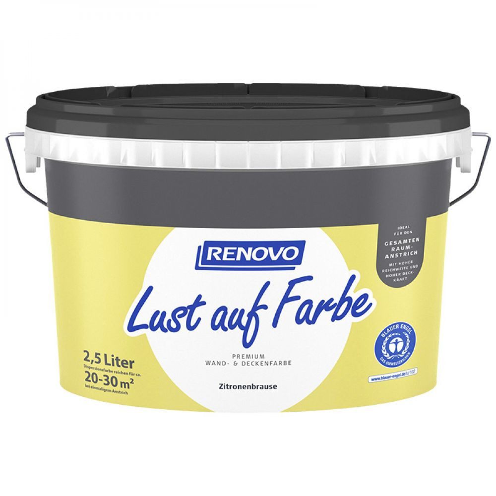 Renovo Wandfarbe Renovo Wand- und Deckenfarbe Lust auf Farbe matt 2,5 Ltr. Zitronenbrau