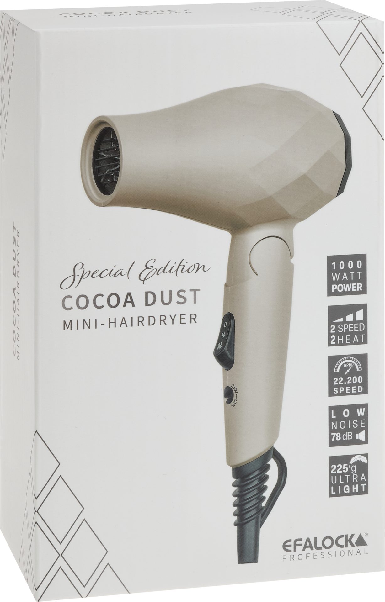 EFALOCK Professional Haartrockner Efalock Haartrockner, 2400 W, Set mit Haartrockner und Zubehör, Ionentechnologie, Kaltluftfunktion, Überhitzungsschutz