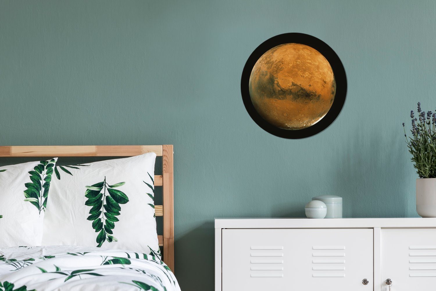 MuchoWow Gemälde Mars Rundes Kreis Wohnzimmer, cm 30x30 St), Wanddekoration einem dunklen Wandbild, an Himmel, (1 Forex