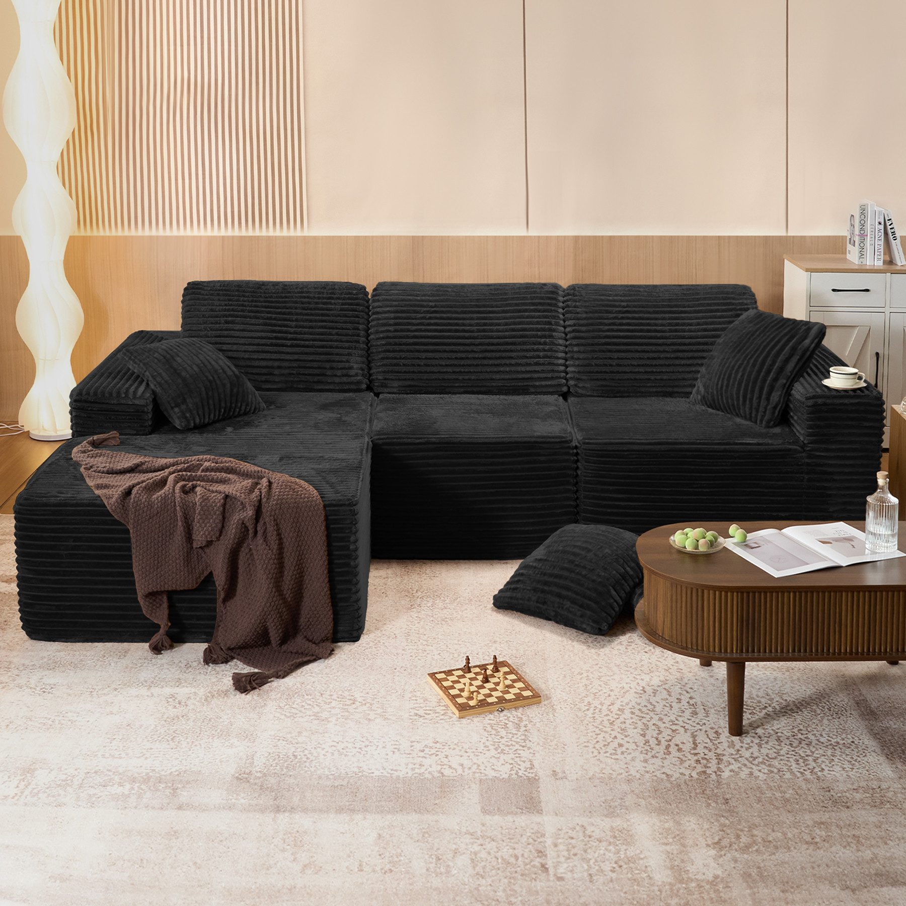 Aivermeil Sofa Modernes Modulares Wolkensofa 282cm L-Form, Bodensofa, Ecksofa 3–4 Sitzer ohne Montage für Wohn- und Schlafzimmer