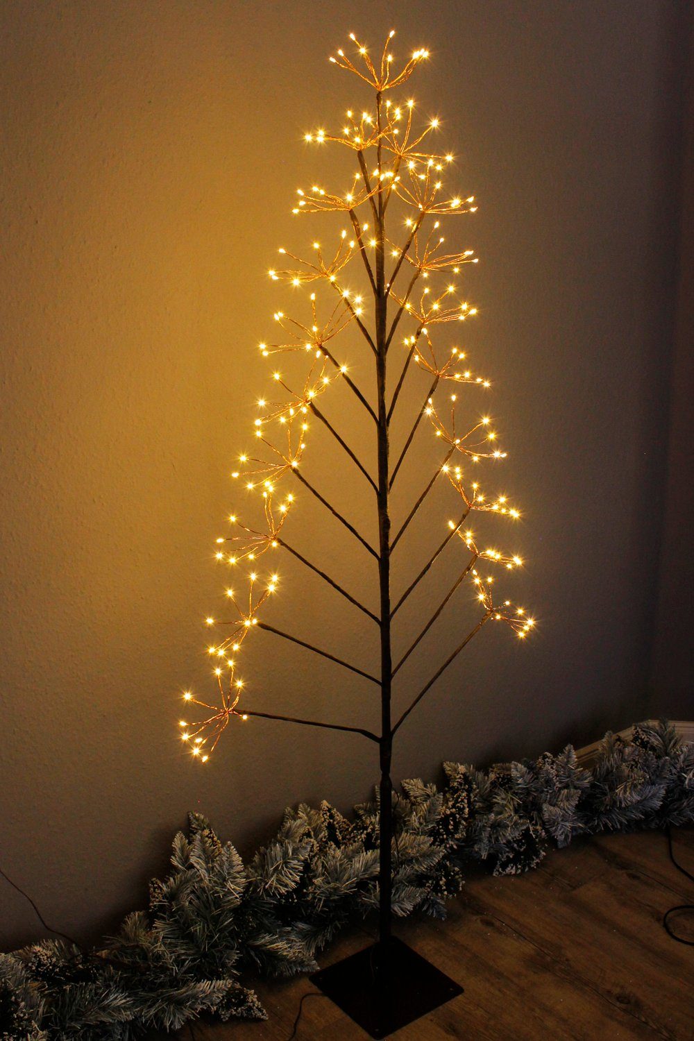 Arnusa LED Baum Leuchtbaum elegance integriert, Dekoleuchte Innen Außen Weihnachtsbeleuchtung Kupfer LED Feuerwerk fest warmweiß, 150cm Stehlampe warmweiß und Weihnachtsbaum, An-Aus
