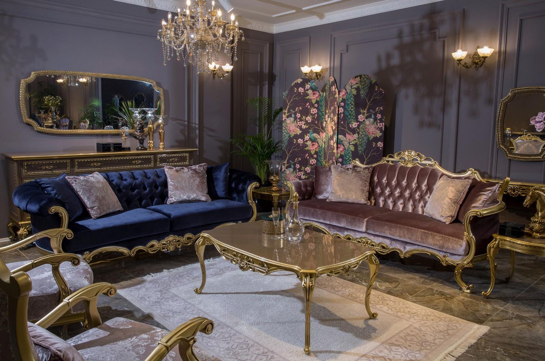 Xlmoebel Polstergarnitur Luxuriöses Sofagarnitur-Set in elegantem Design mit Couchtisch, (2-tlg., Beistelltisch), Hergestellt in Europa