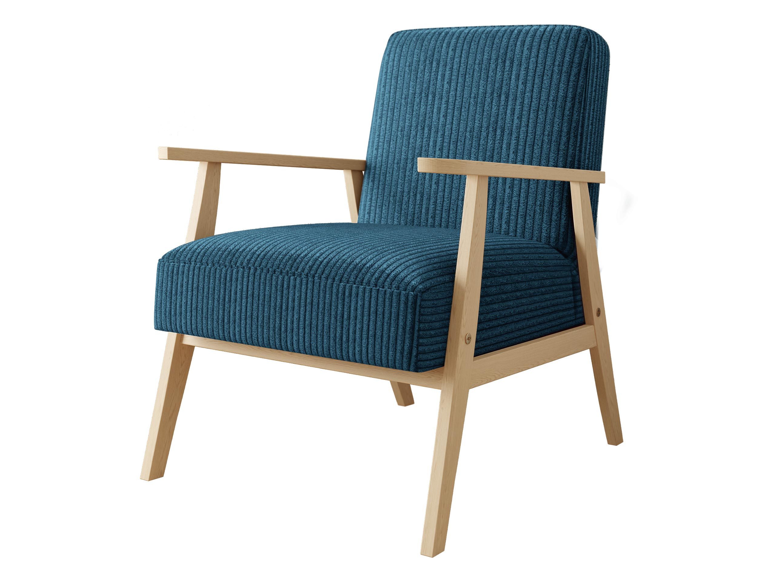 MIRJAN24 Sessel Retro Cord (mit Wellenfeder), mit Holzarmlehne, Lehnstuhl