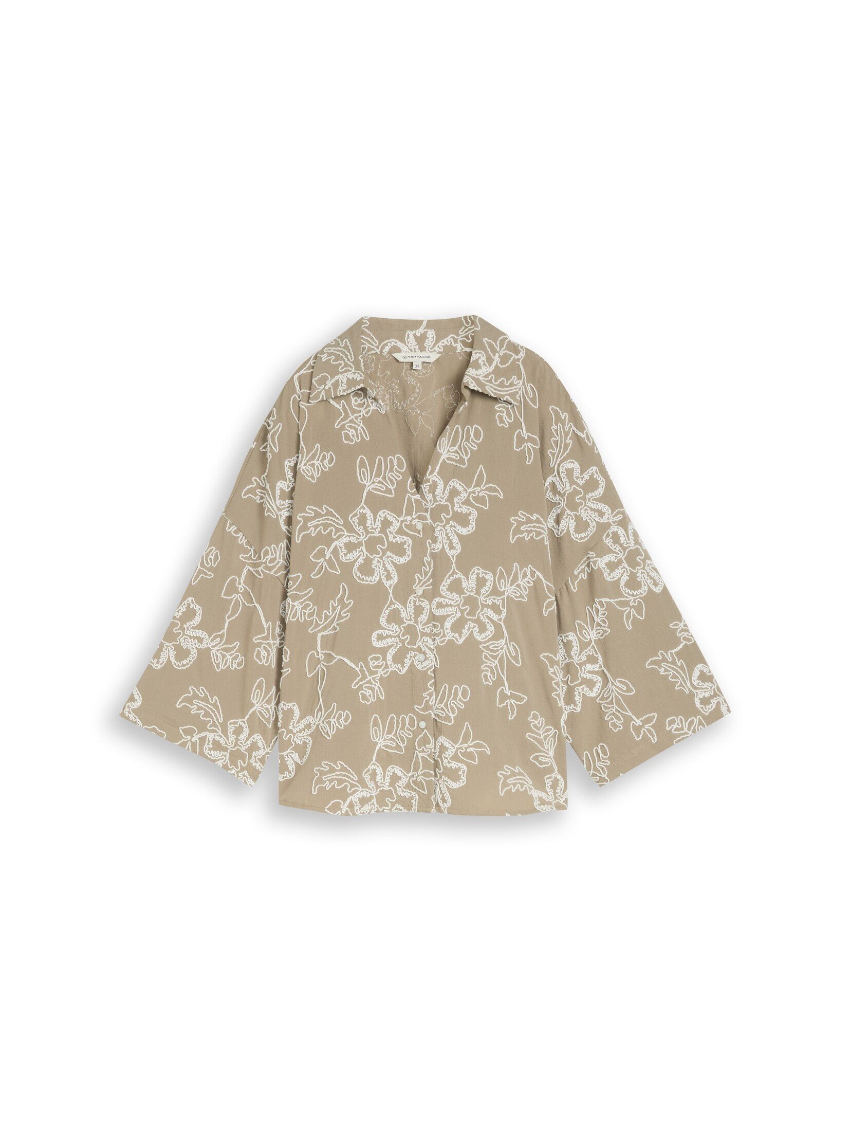 TOM TAILOR Langarmbluse Blusen & Shirts Oversize Bluse mit Blumen-Stickereien