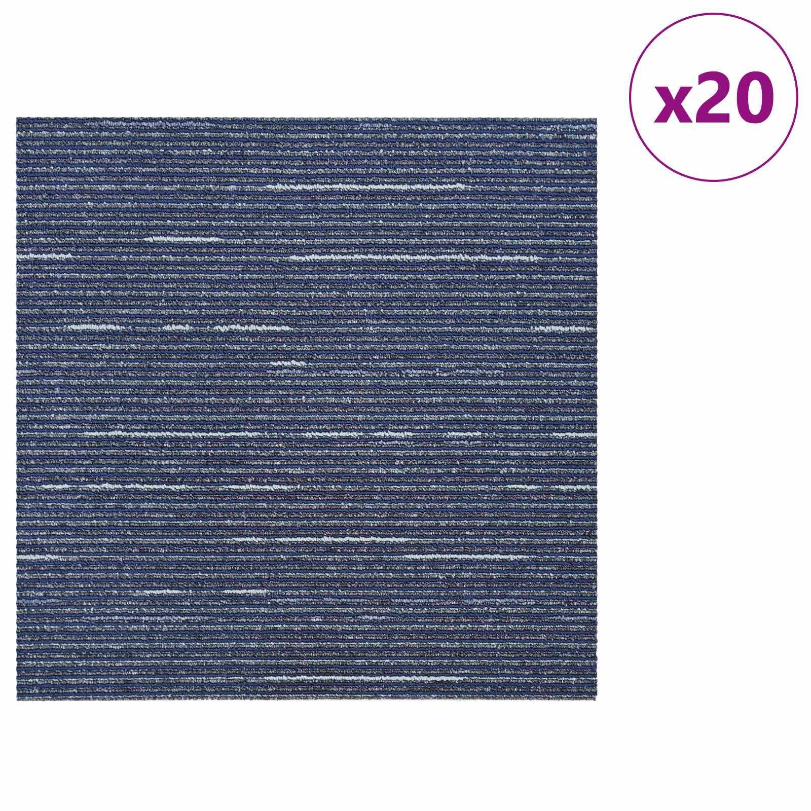 vidaXL Vinyllaminat 50 x 50 cm Teppichfliese Gestreift Blau 50x50 cm 20er Set PP und Bitum