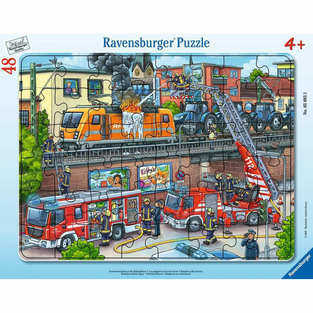Ravensburger Puzzle Feuerwehreinsatz an den Bahngleisen, 48 Puzzleteile