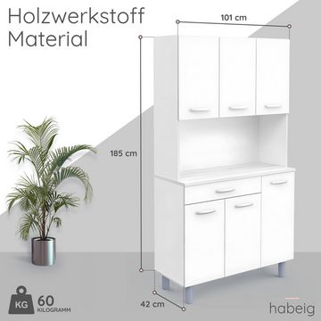 habeig Küchenbuffet Singleküche Küchenschrank Badschrank Küchenregal weiß Küche schwer extra schwer