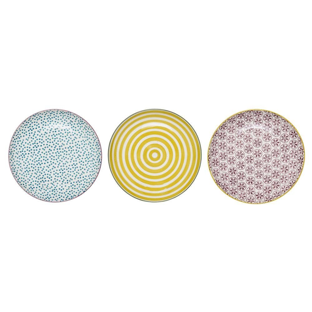 Bloomingville Teller-Set Patrizia, 3er Set, 16 cm Durchmesser, Dessertteller, Keramik, dänisches Design