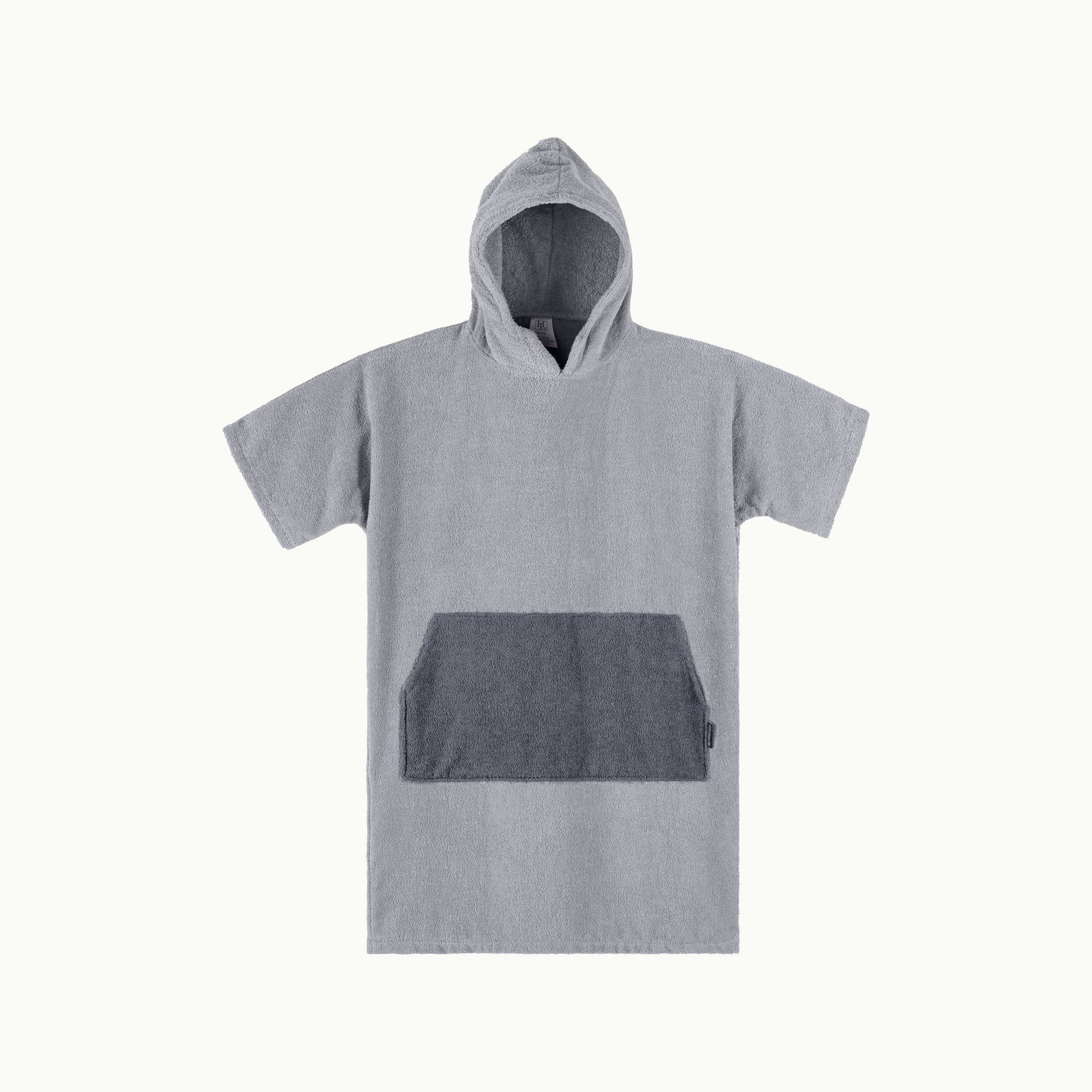 Badeponcho Hellgrau aus HOMELEVEL matt Baumwolle Baumwolle unisex, Bademantel mit Kapuze - Kinder Bademantel