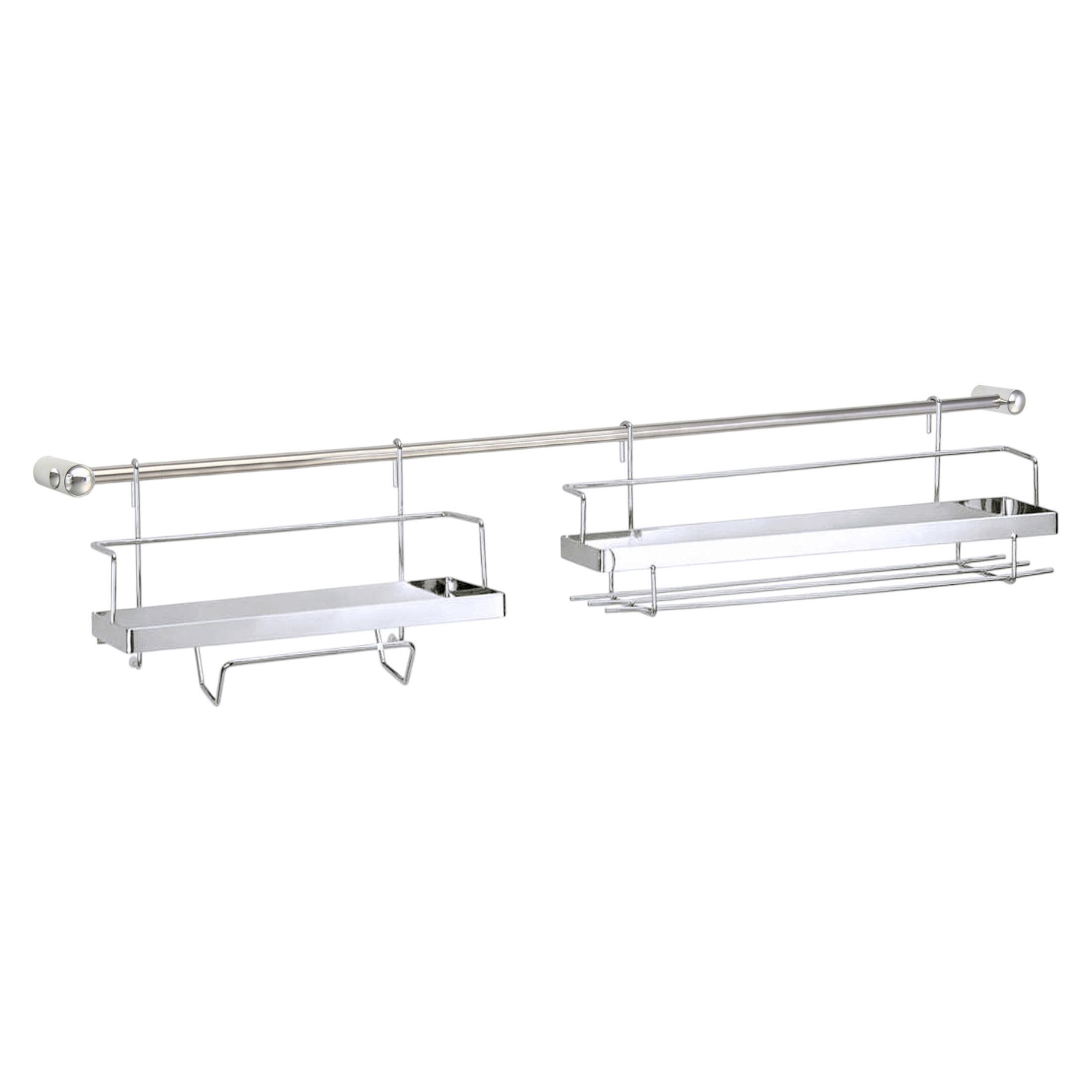Harms Import Küchenorganizer-Set, (Set, 16-tlg., 2 Regale, Rollenhalter, Besteckhalte, Haken, 2 Stangen), Küchenleisten Set verchromt 16-tlg.