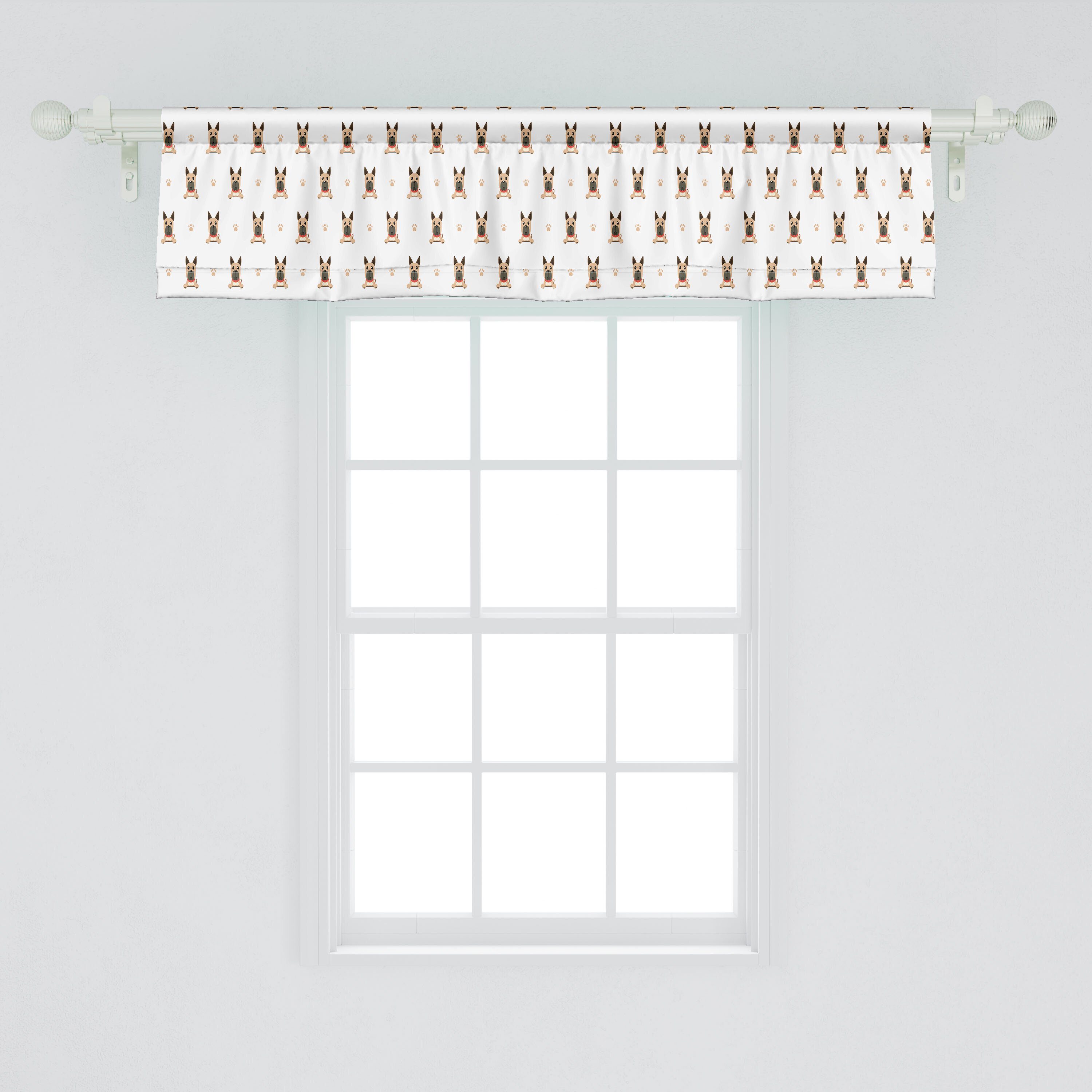 Scheibengardine Vorhang Volant für Küche mit Schlafzimmer Microfaser, Pfoten Stangentasche, Hund Abakuhaus, Hundeliebhaber Charakter und Dekor
