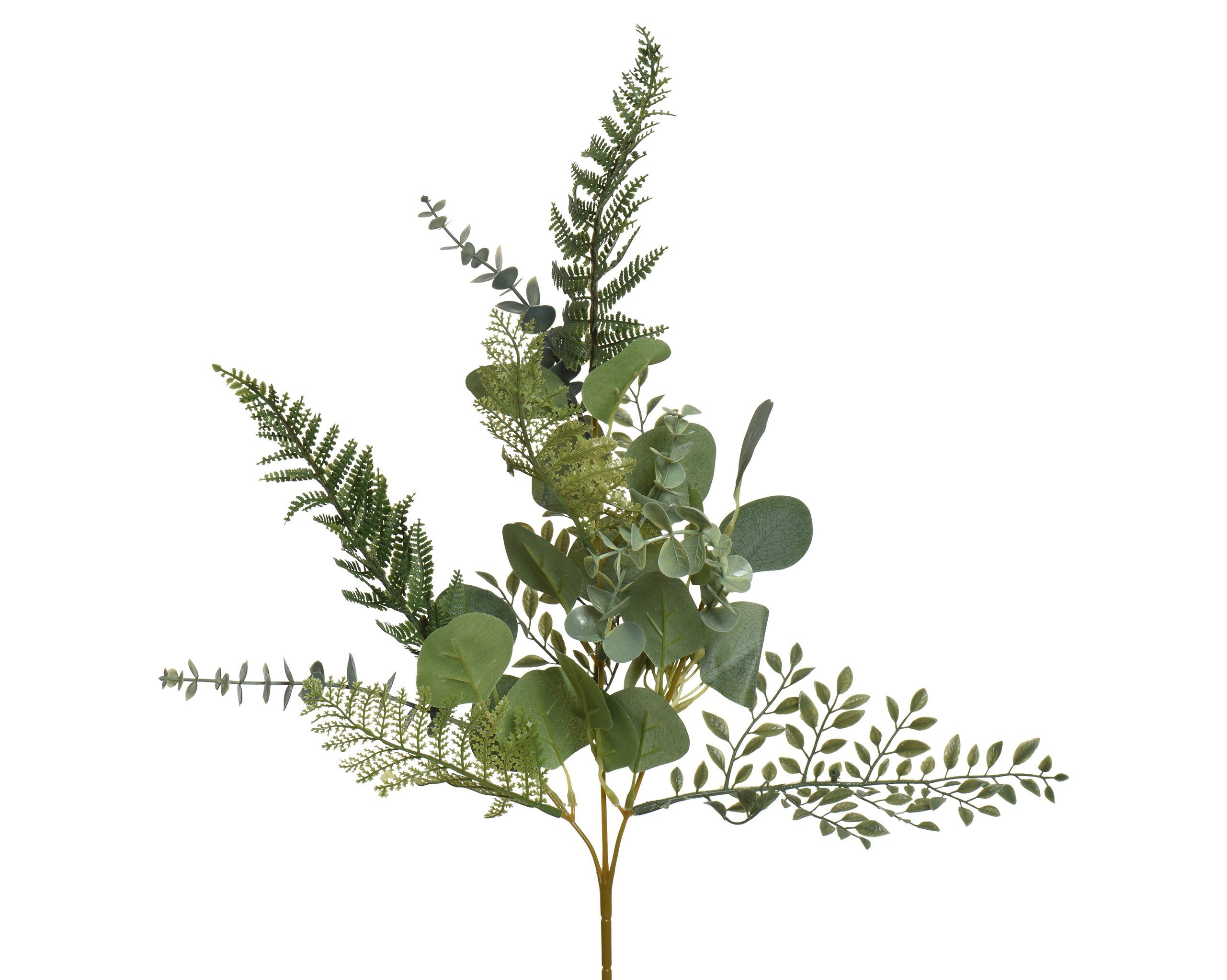 Kunstblume, Decoris season decorations, Kunstpflanzen Farn und Eukalyptus Zweig 80cm Grün