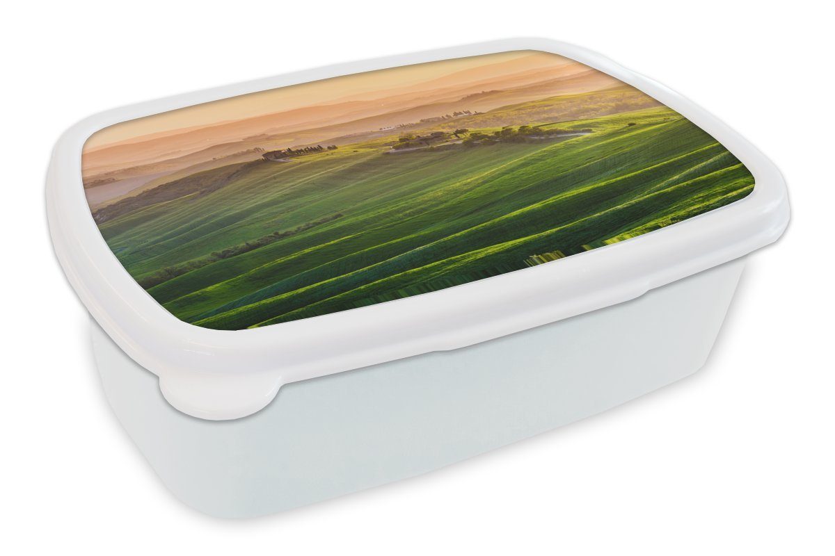 MuchoWow Lunchbox Toskana und Kinder Hügel, für weiß - und Erwachsene, Kunststoff, Brotbox Mädchen Brotdose, (2-tlg), für Jungs Landschaft 