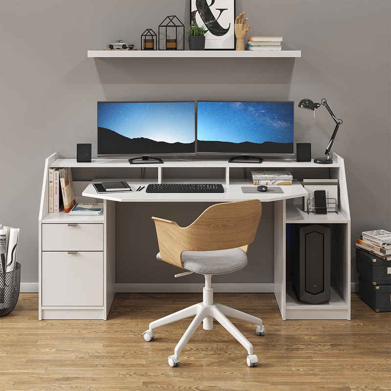 Vicco Schreibtisch »Computertisch Bürotisch Home Joel Weiß Arbeitstisch PC Tisch«