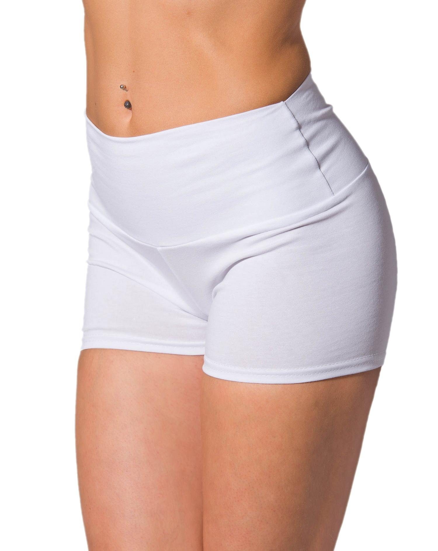 Alkato Yogashorts Alkato Damen Shorts mit Hohem Bund Hotpants Radlerhose Long Shorts Weiß