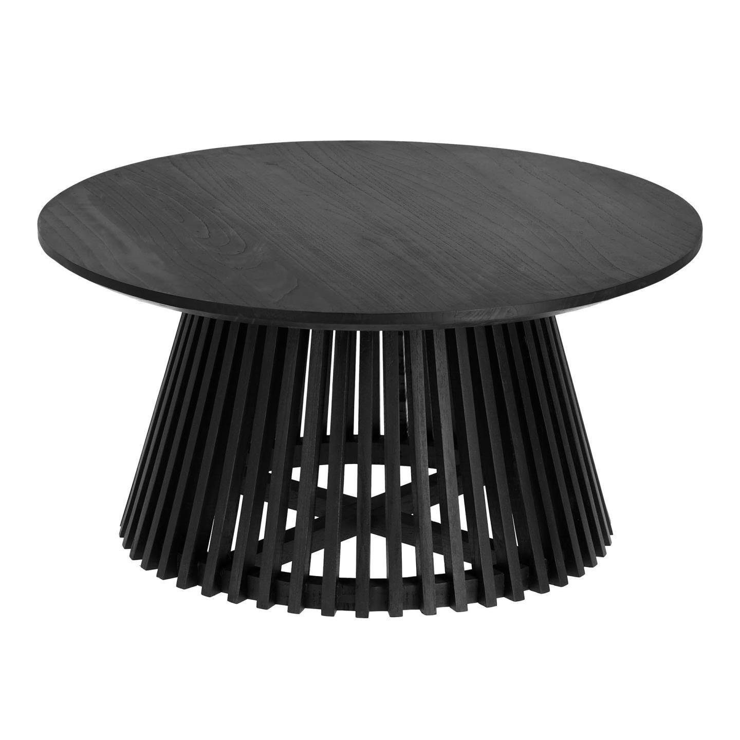 Natur24 Beistelltisch Couchtisch Jeanette massivem Zedrachholz schwarz Ø80cm Tisch