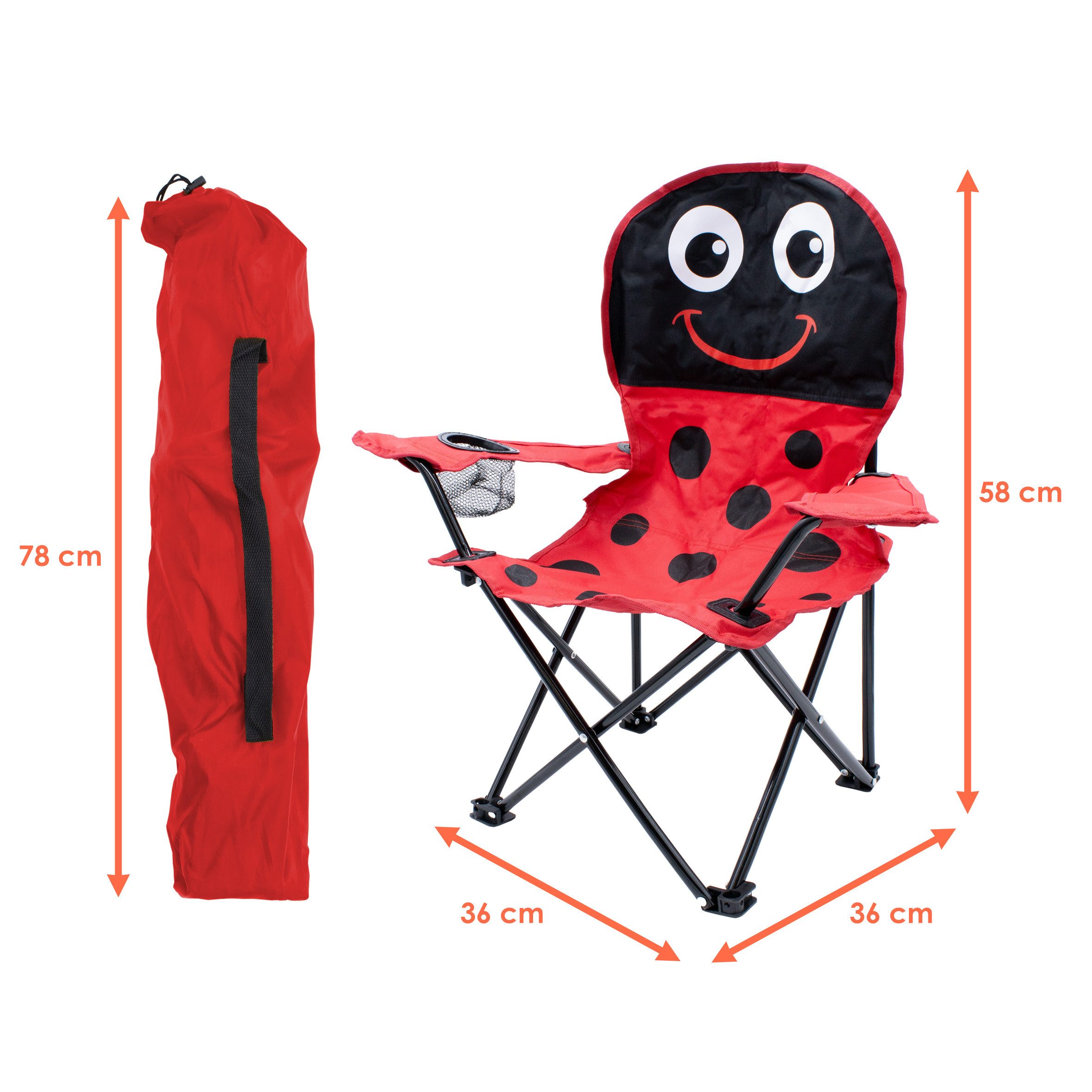 Spetebo Campingstuhl Kinder Campingstuhl mit Getränkehalter (Stück, 1 St), Garten Kinderstuhl faltbar mit Tragetasche – Bild 2 von 5