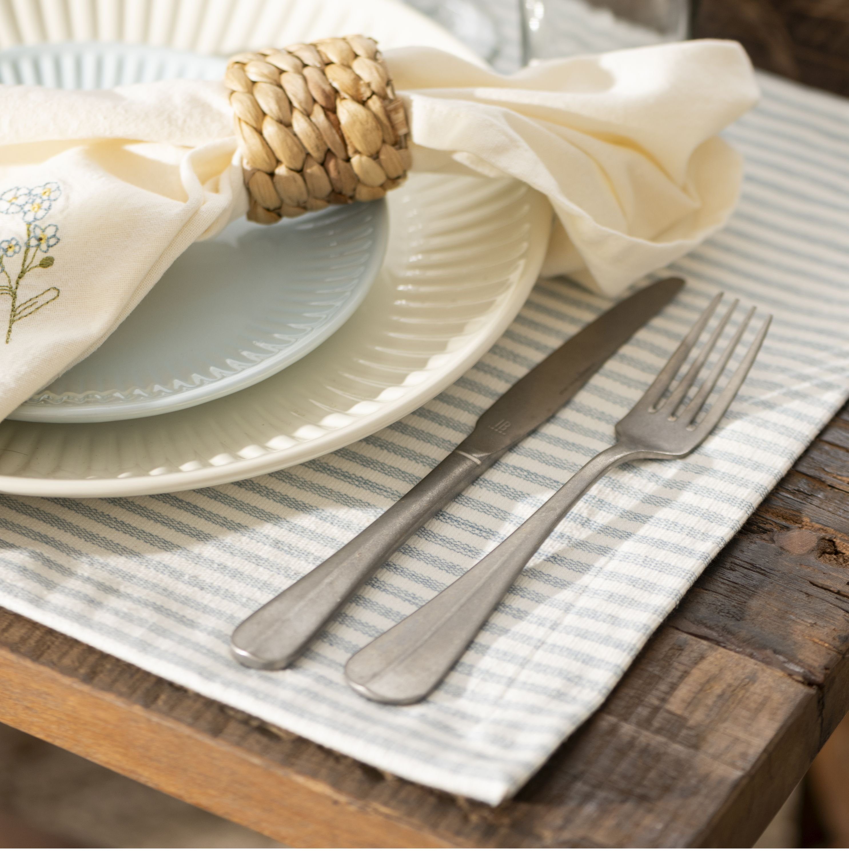 Ib Laursen Platzset Ib Laursen - Platzmatte Tischmatte Tischset Platzset Blau Weiß