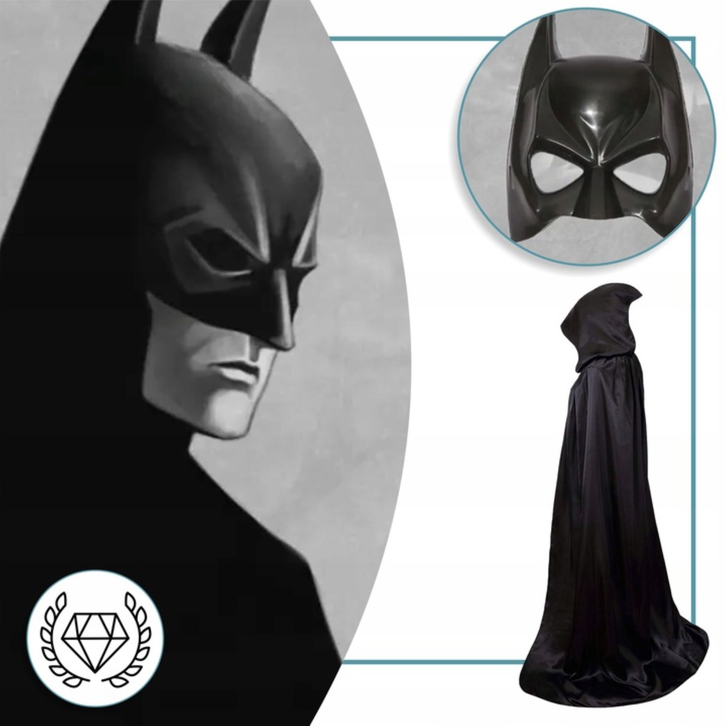Festivalartikel Kostüm Batman Kostüm für Erwachsene – Cape & Maske Set, Schwarz, One Size