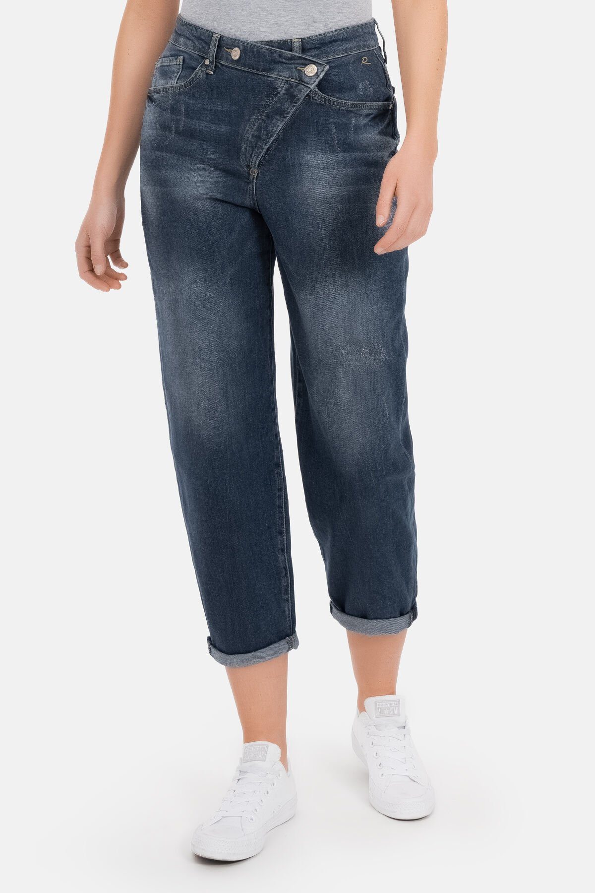 Recover Pants 7/8-Jeans Gianna mit diagonalem Verschluss dunkelblau