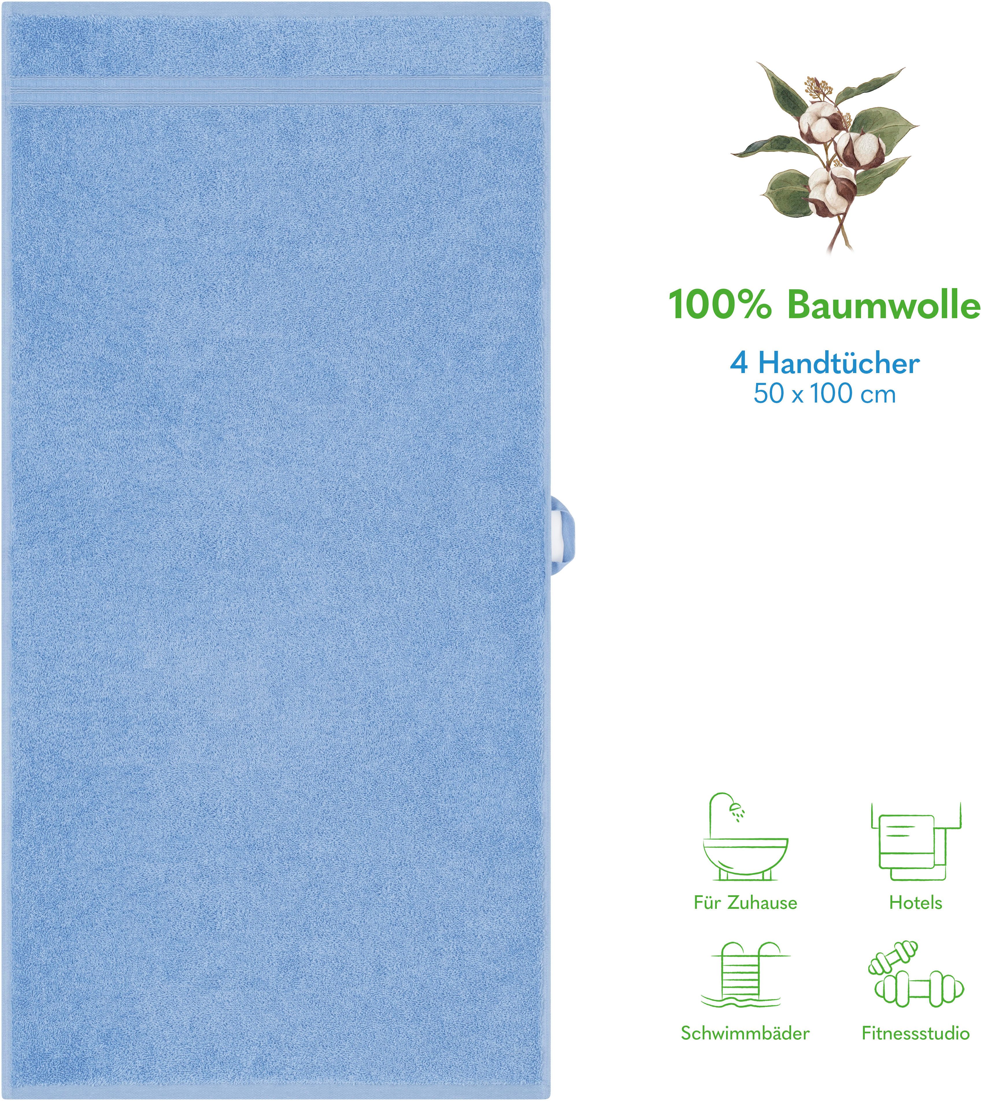 HAMMETEX Handtuch Set 4er Set Handtücher 50x100 cm, 100% Baumwolle, Weich & Saugstark, Frottier (Set, 4-St), mit Bordüre, einfarbig, weich – Bild 2 von 5