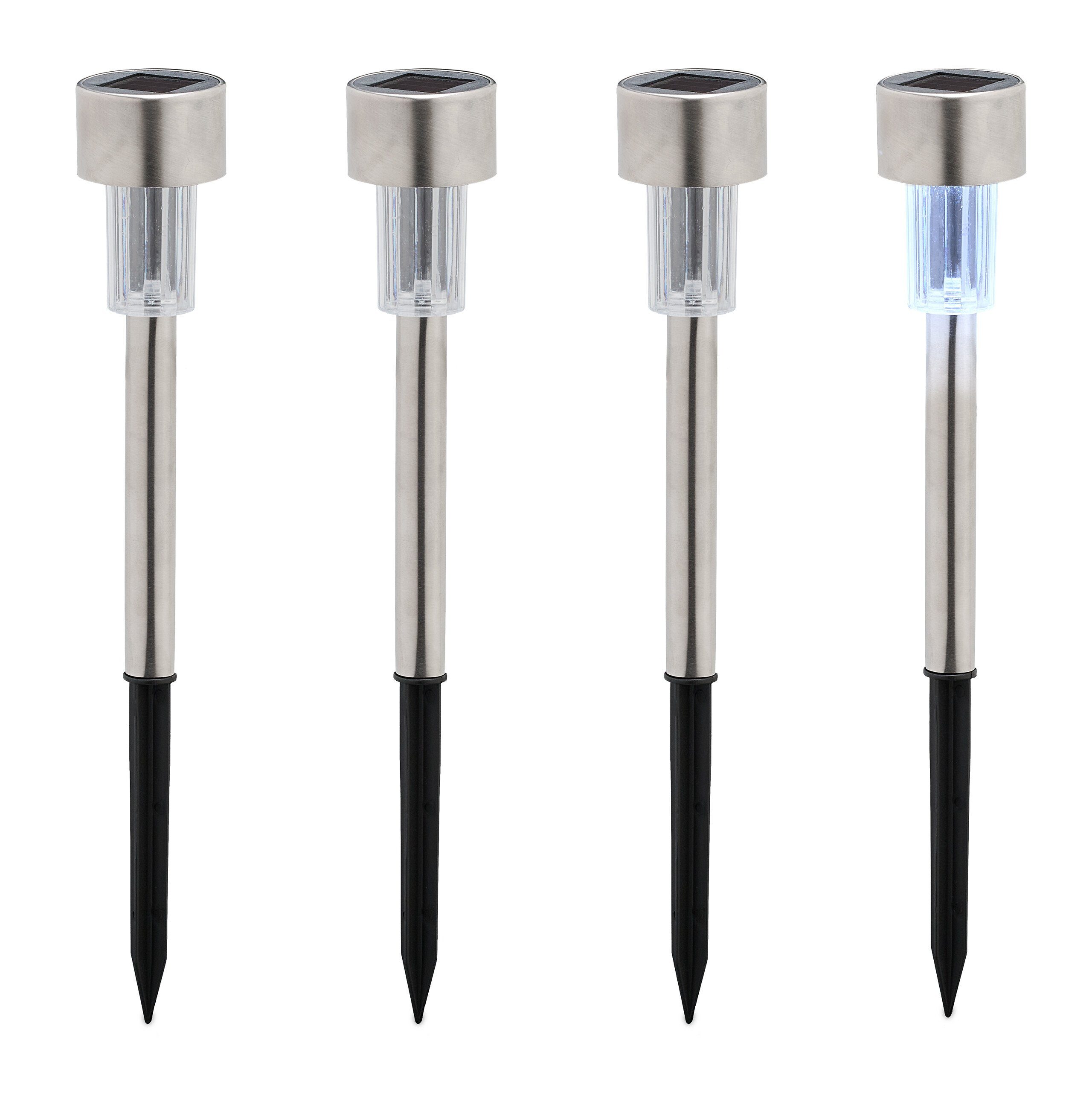 relaxdays LED Solarleuchte Solarlampen Set, kaltweiße LED, Kaltweiß, 4er Pack