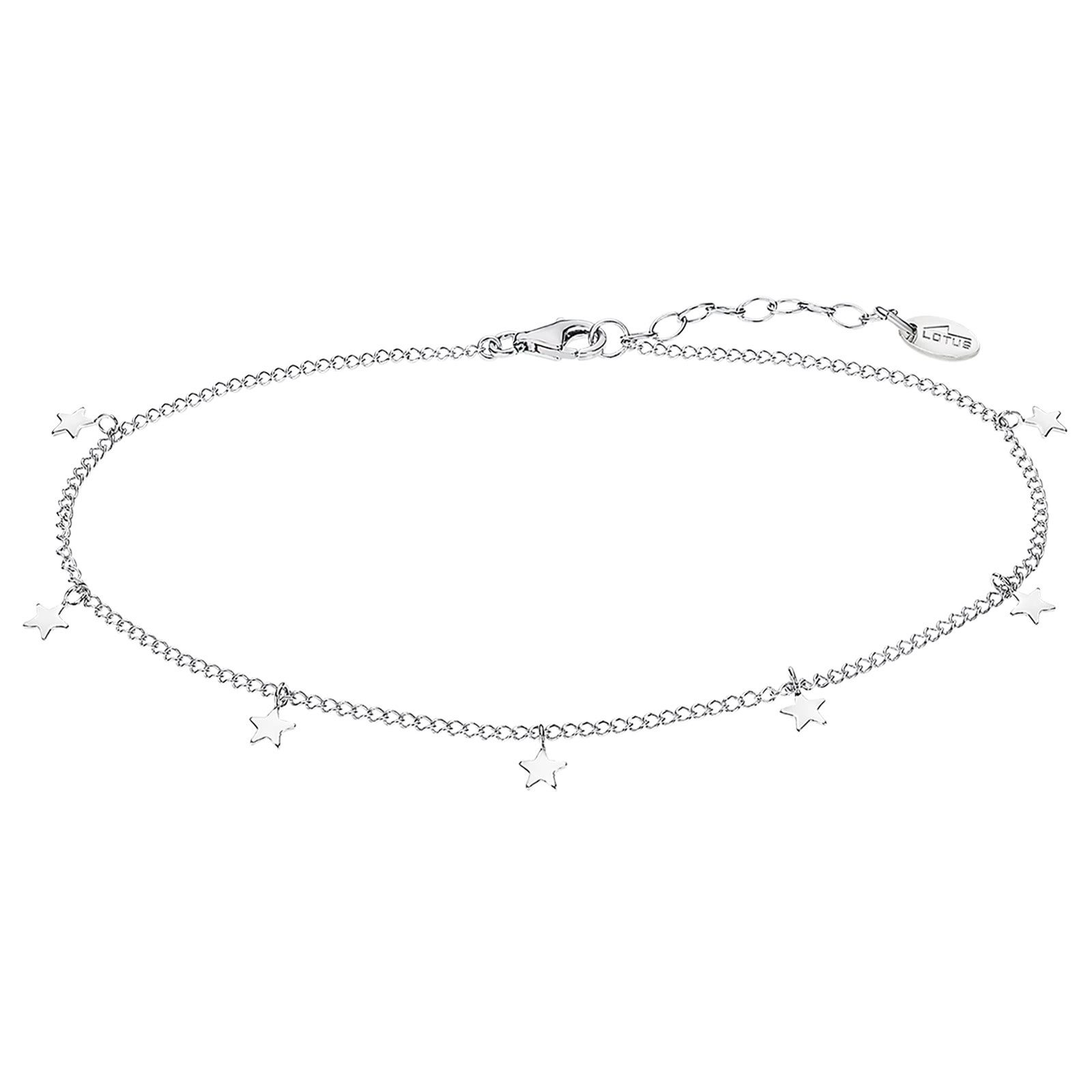LOTUS SILVER Fußkette mit Anhänger LOTUS Silver Sterne 925 Silber Lotus, Armband Sterne ca. 23cm, 925 Sterling Silber, Farbe: silber