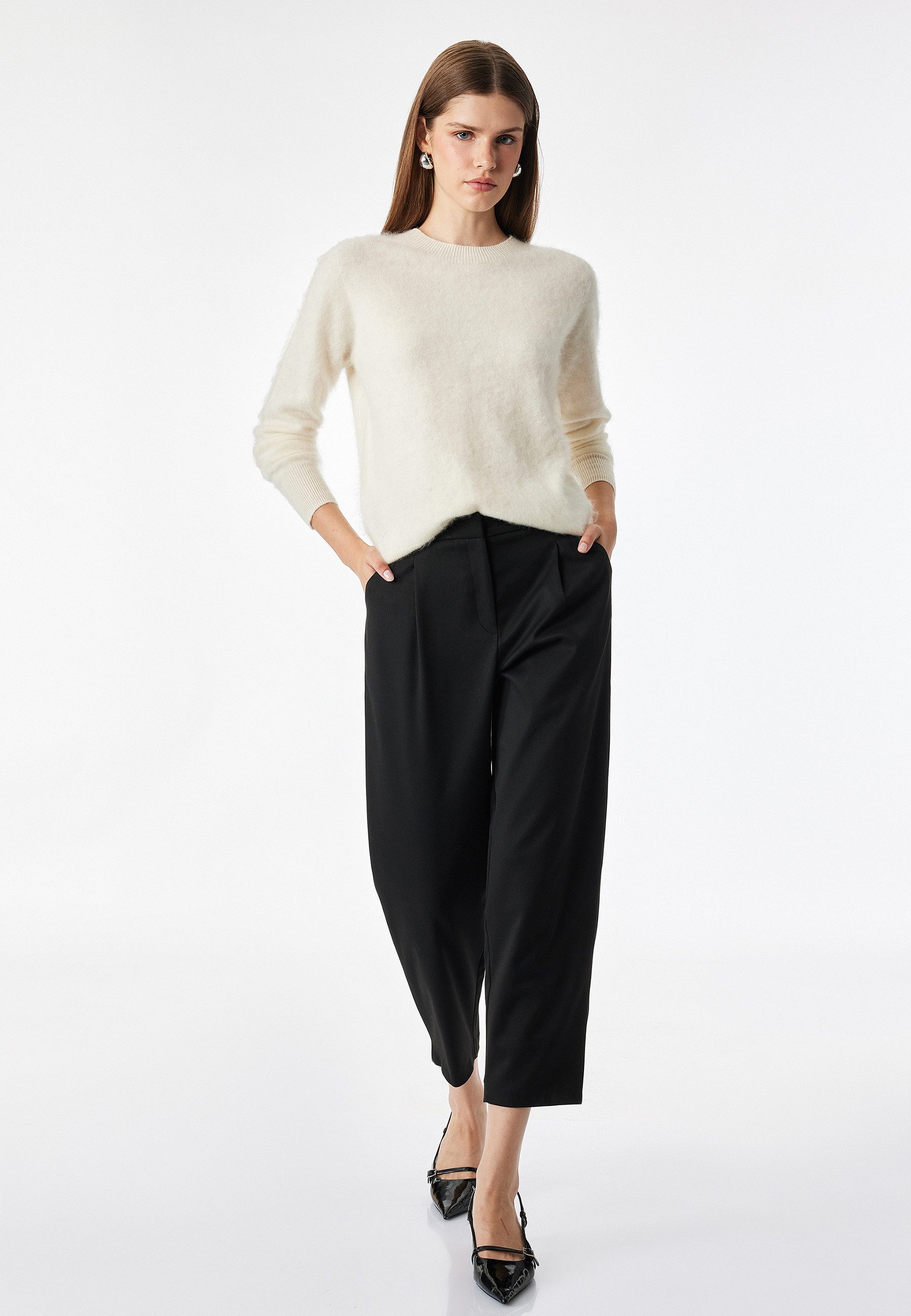 Koton Stoffhose Koton Hohe Taille Vizyon Cigarette-Hose