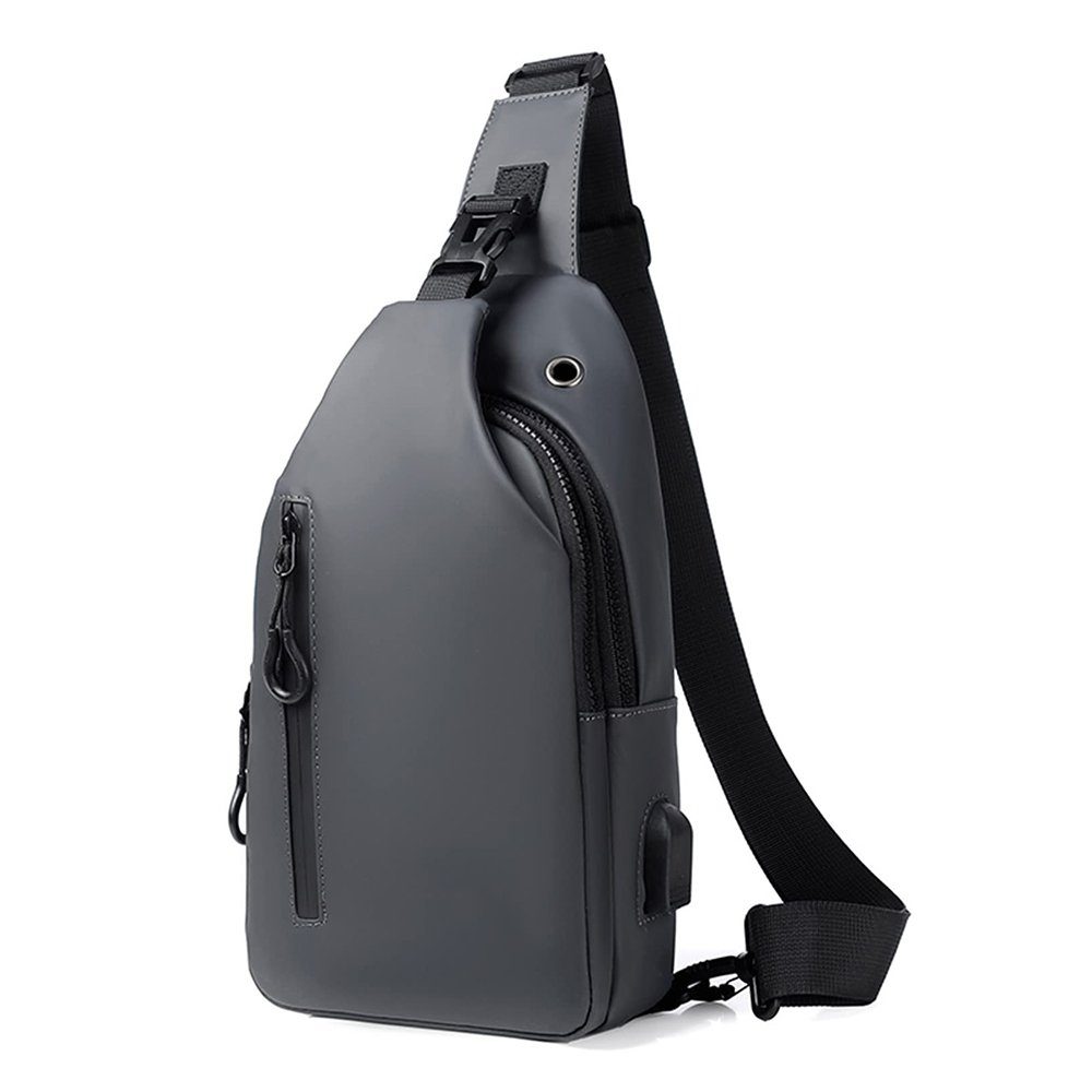 Anti-Diebstahl USB-Ladeanschluss Sling mit wasserdicht Tasche Umhängetasche Grau GelldG Bag