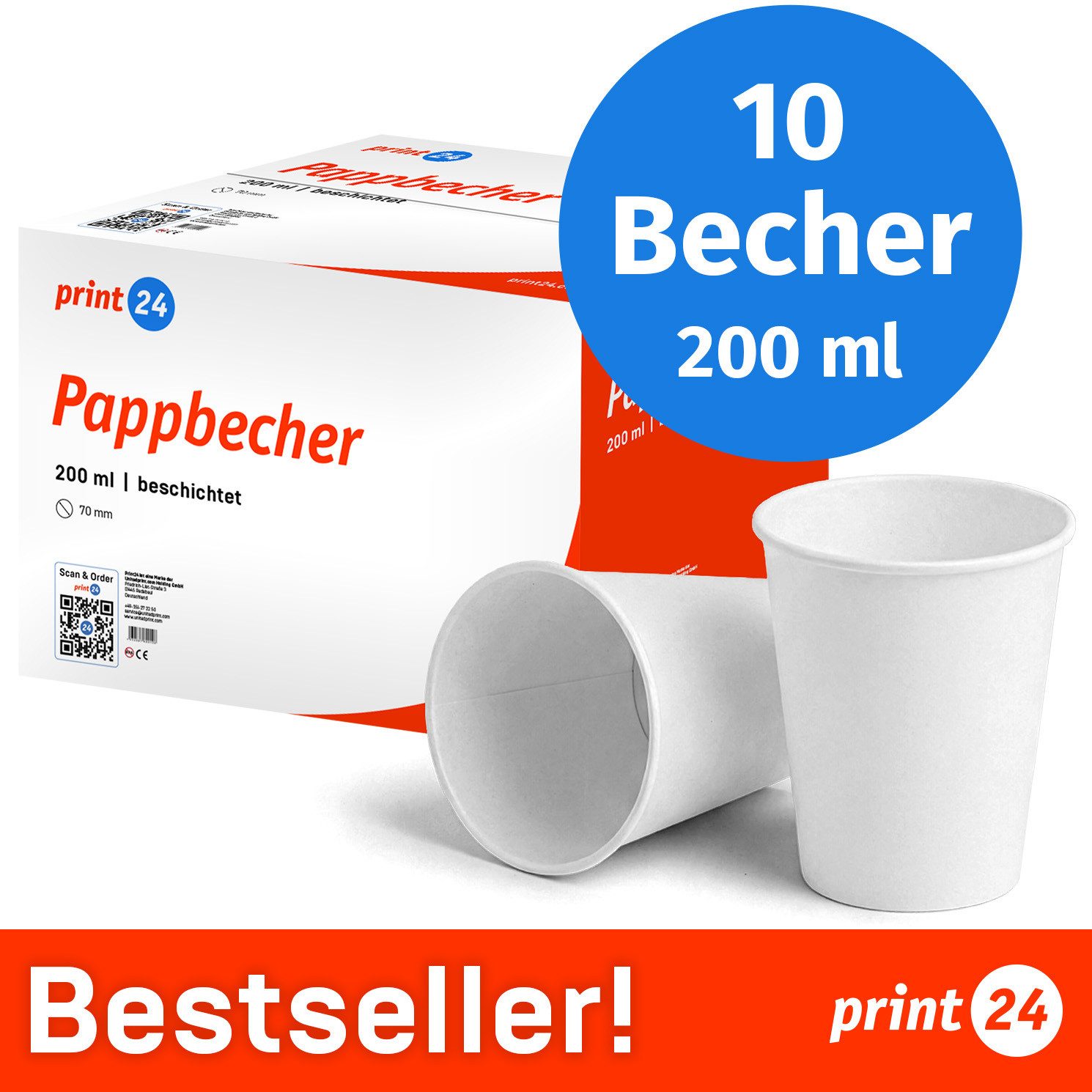 print24 Einwegbecher, 10-tlg.