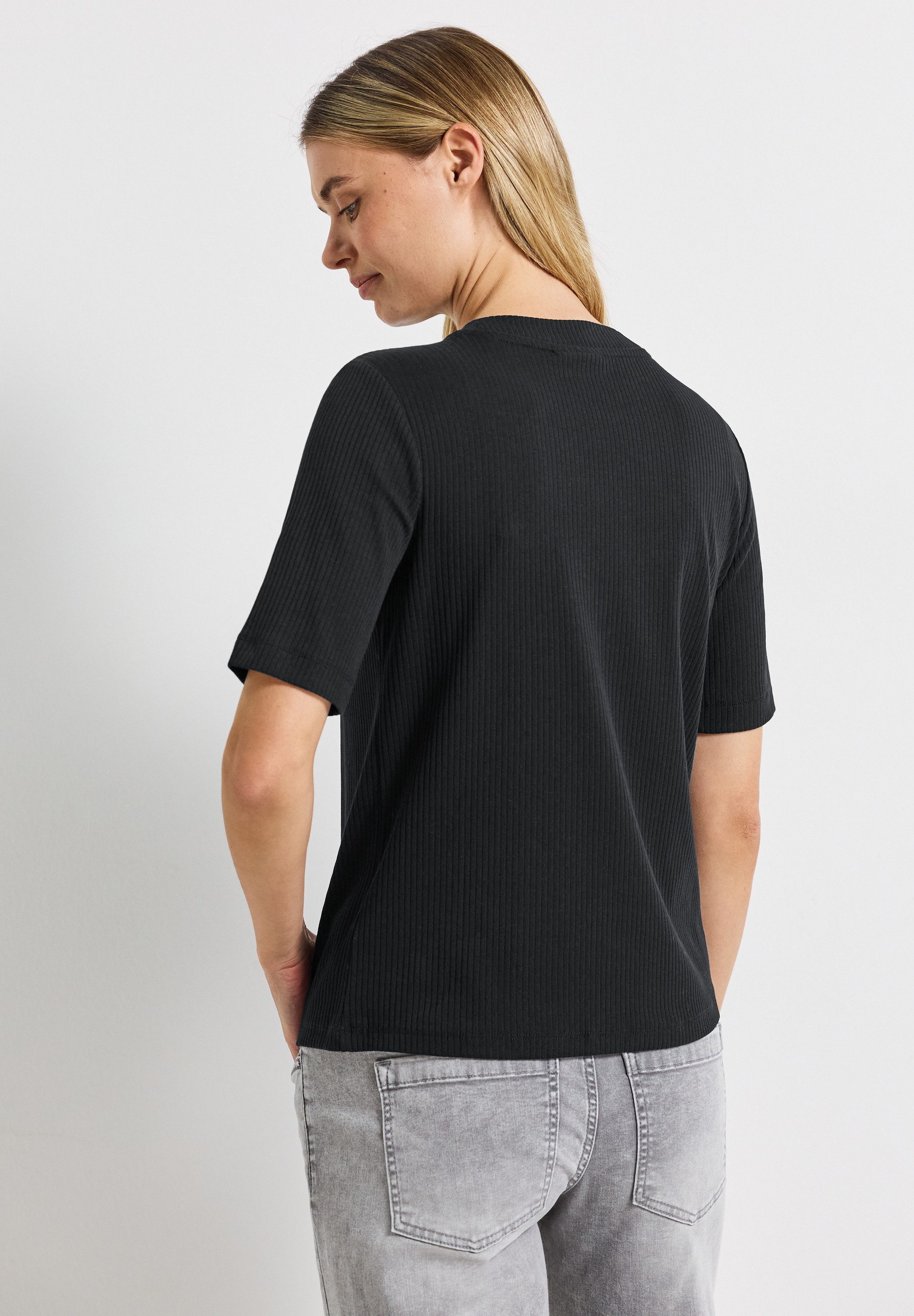 STREET ONE T-Shirt mit Rippstruktur, Sommershirt günstig online kaufen