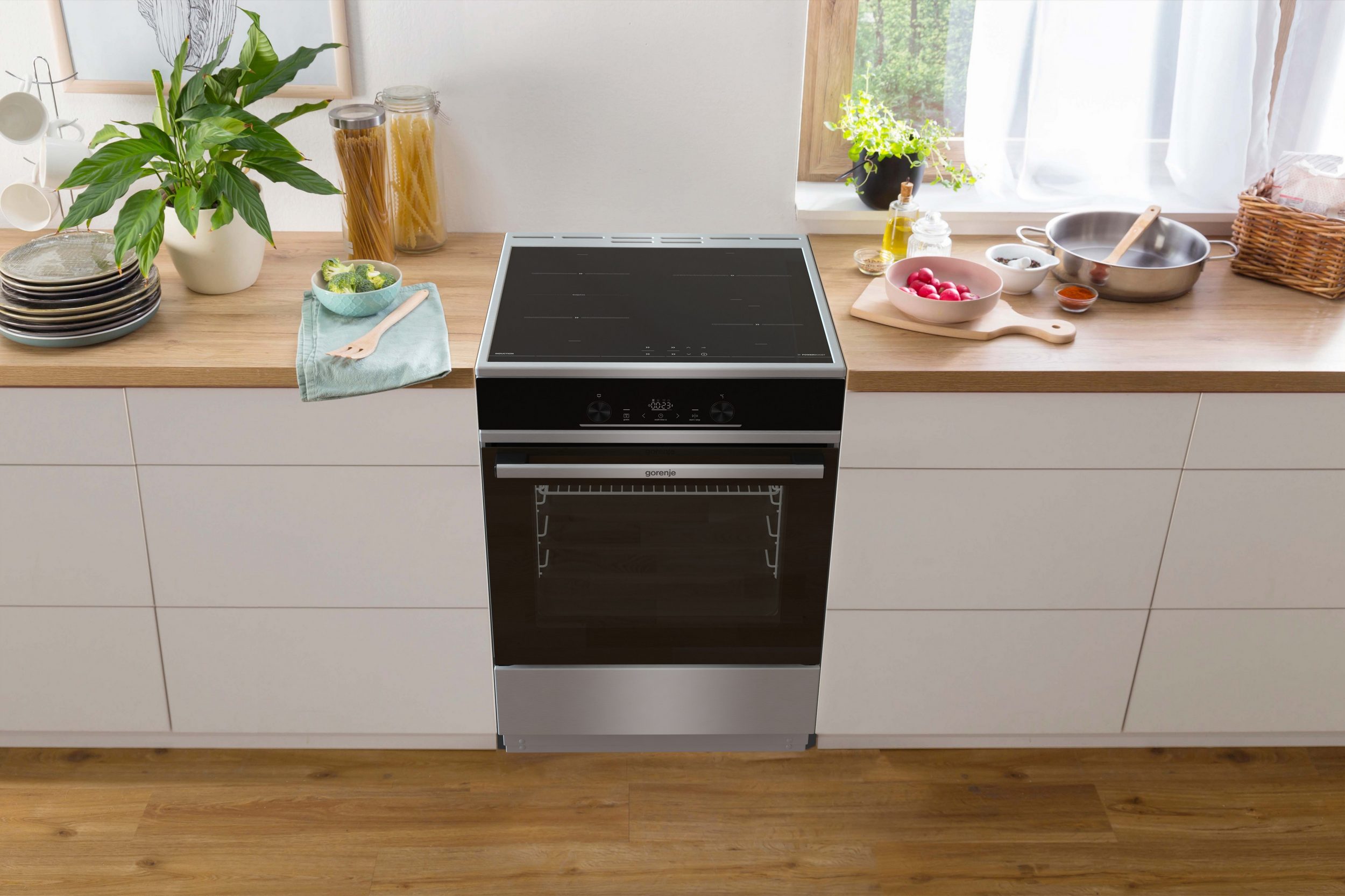 GORENJE Induktions-Standherd GEIT6E81XPG, Pyrolyse-Selbstreinigung, Induktions-Kochfeld