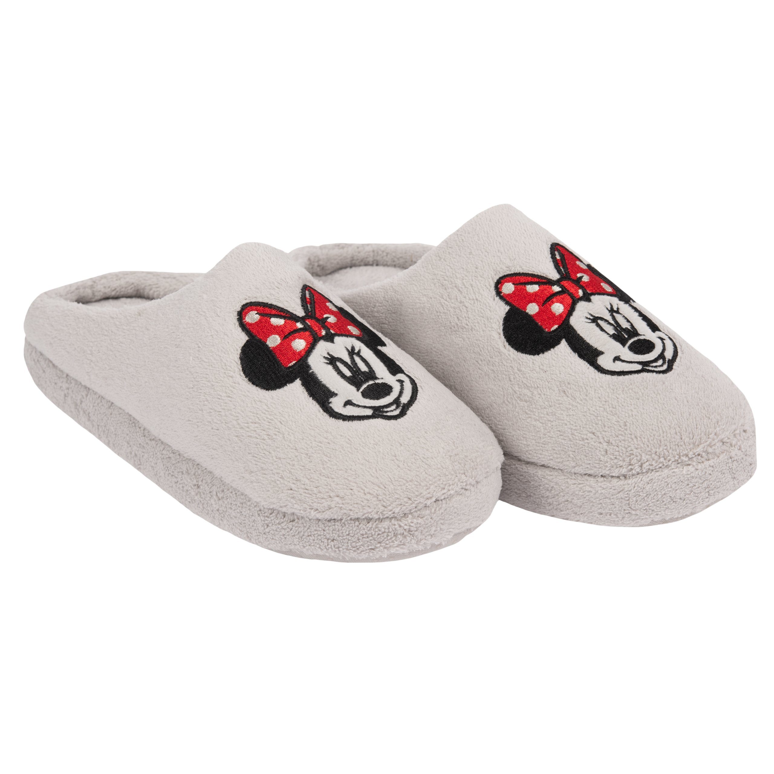 United Labels® »Disney Minnie Mouse Hausschuhe für Damen und Herren Unisex  Puschen Slipper Pantoffeln Grau« Hausschuh