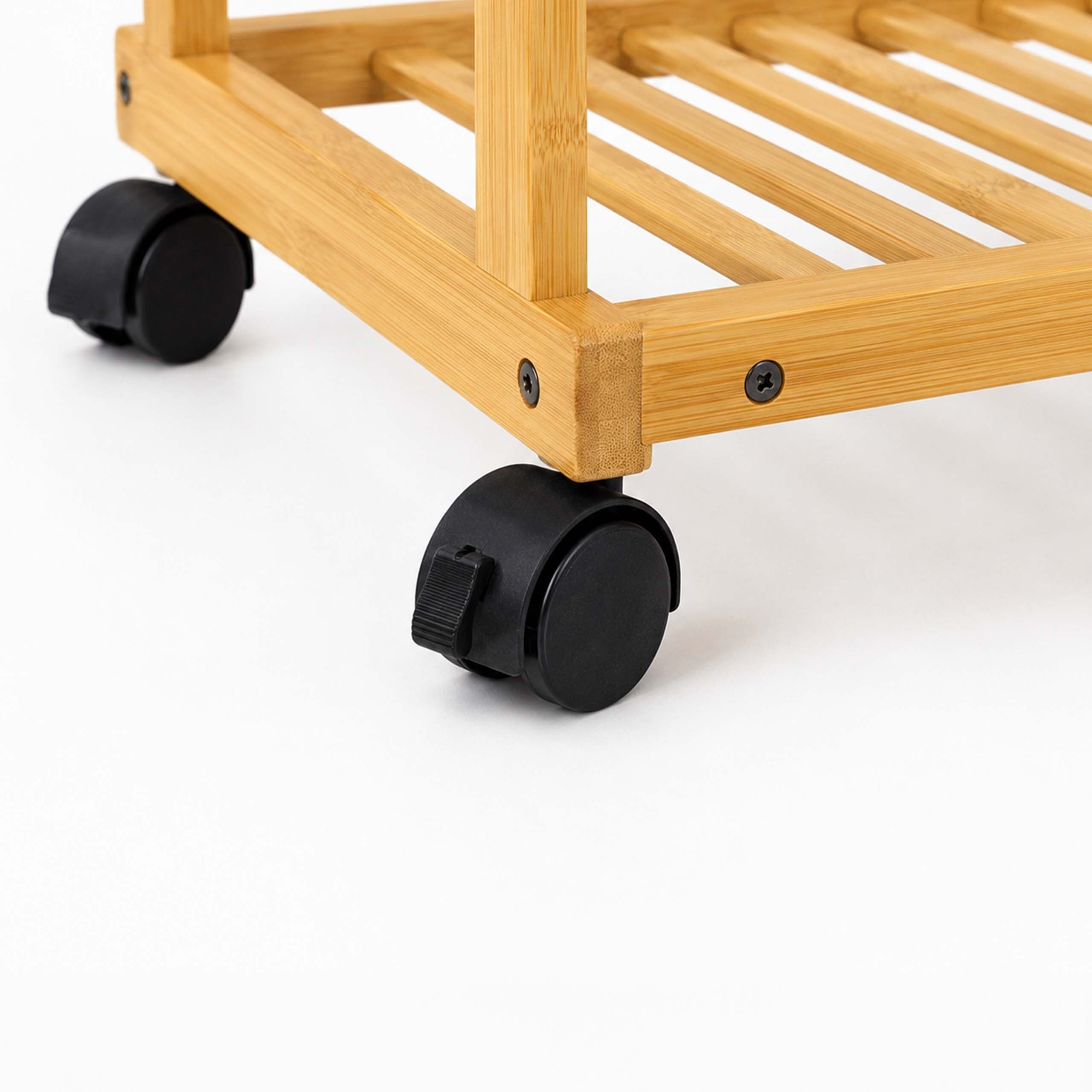 relaxdays Kleiderständer Bambus Kleiderständer mit Rollen, (1 St) – Bild 5 von 5