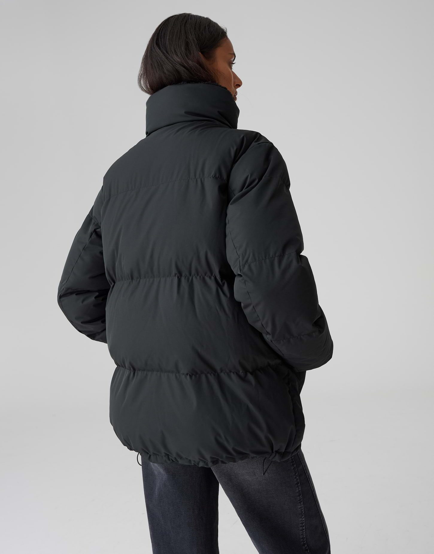 OPUS Steppjacke HILEEN mit Teddyfellkragen ovaler Schnitt, aufgesetzte Taschen vorne, Reißverschluss