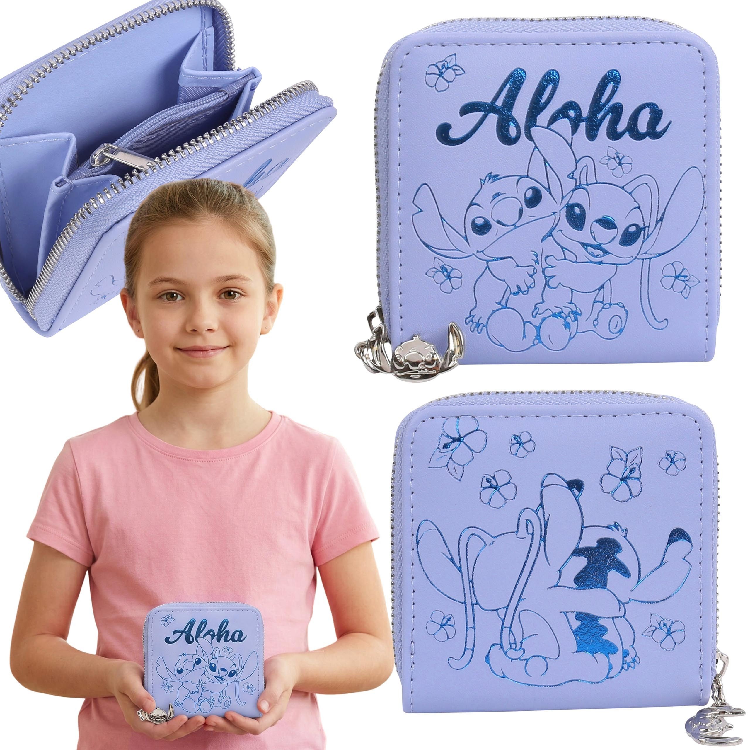 Sarcia.eu Mini Geldbörse Disney Stitch Geldbörse für Mädchen mit Reißverschluss, 9 x 9 cm