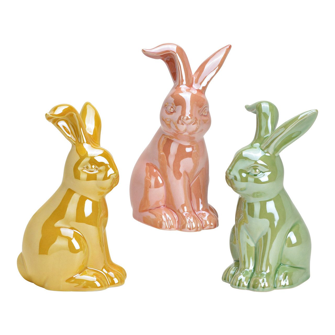 Wurm Osterhase Hase, glänzend, Porzellan, 1 Stück, Grün, Rosa oder Gelb, 10044982 (1 St)