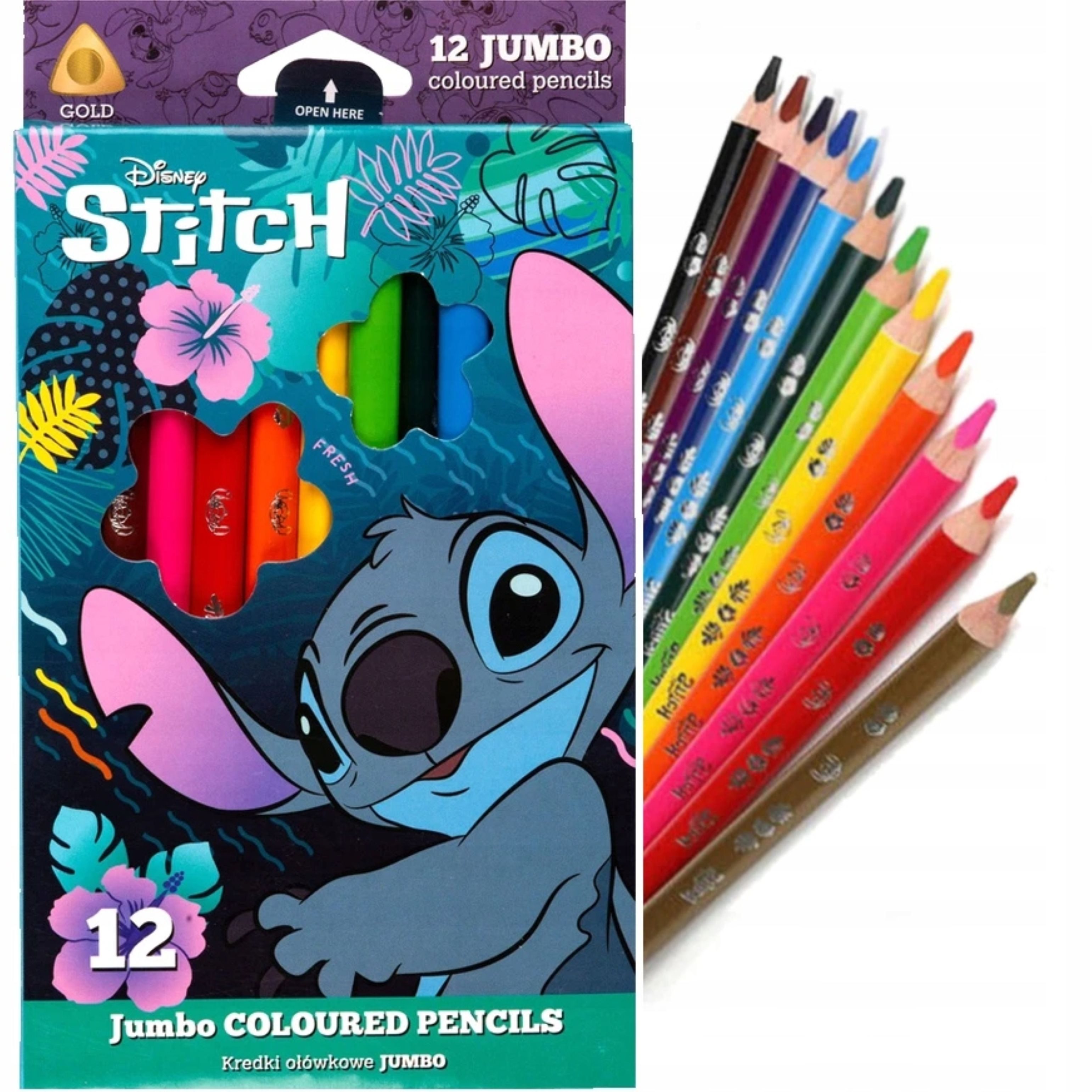 Stitch Buntstift Jumbo Dreikant-Buntstifte 12 Farben Stitch, Ergonomisch & Stark, (12-tlg)