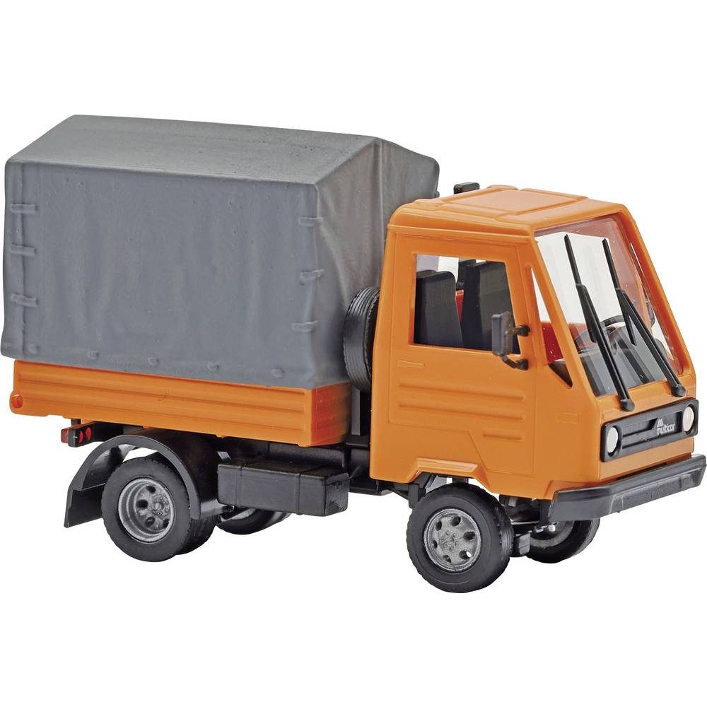Busch Modelleisenbahn-Straße 42253 H0 LKW Modell Multicar M26 mit Pritsche/Plane, Orange