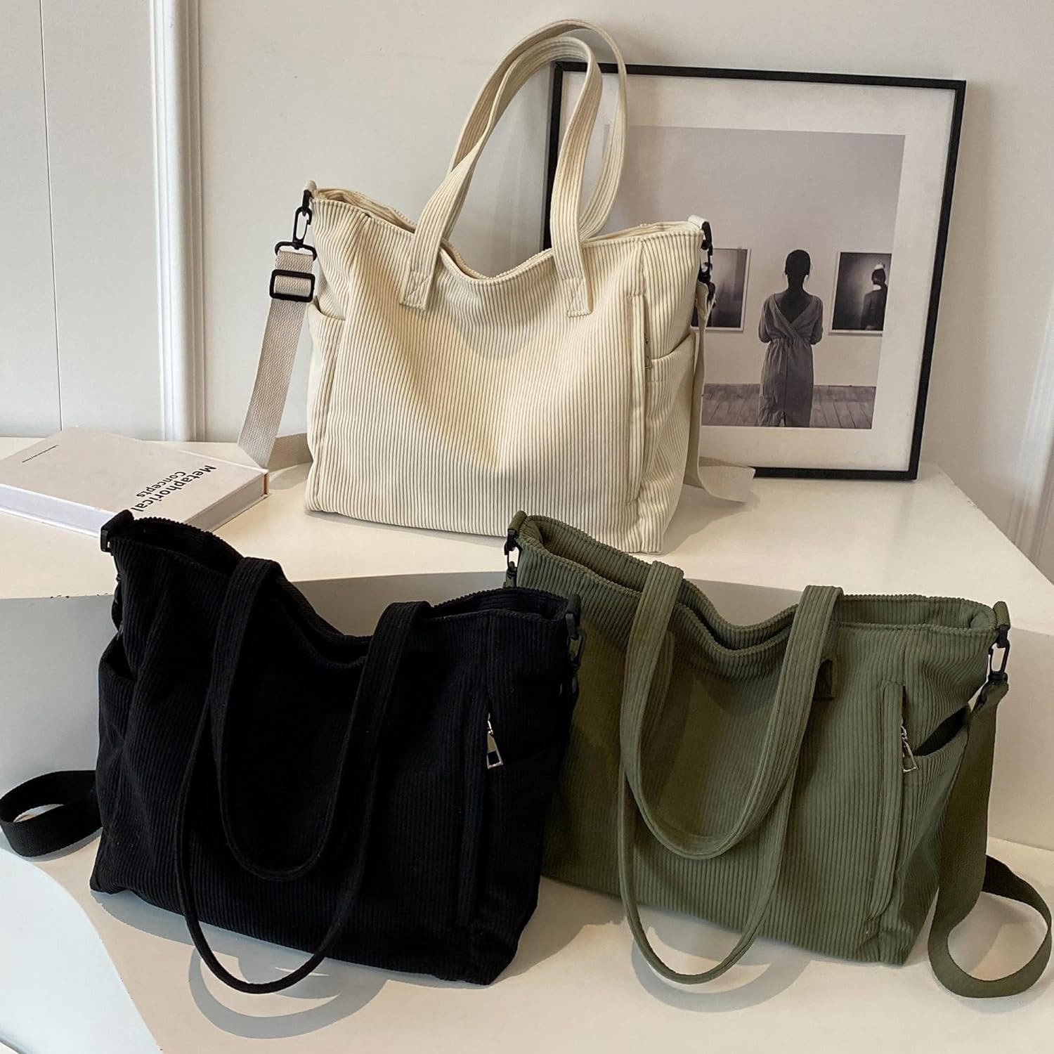 nsihing Umhängetasche Damen Schultertasche Groß Shopper Tote Bag Handtasche Strandtasche, Geschenk für Frauen Weihnachten Geburtstag Valentinstag – Bild 4 von 4