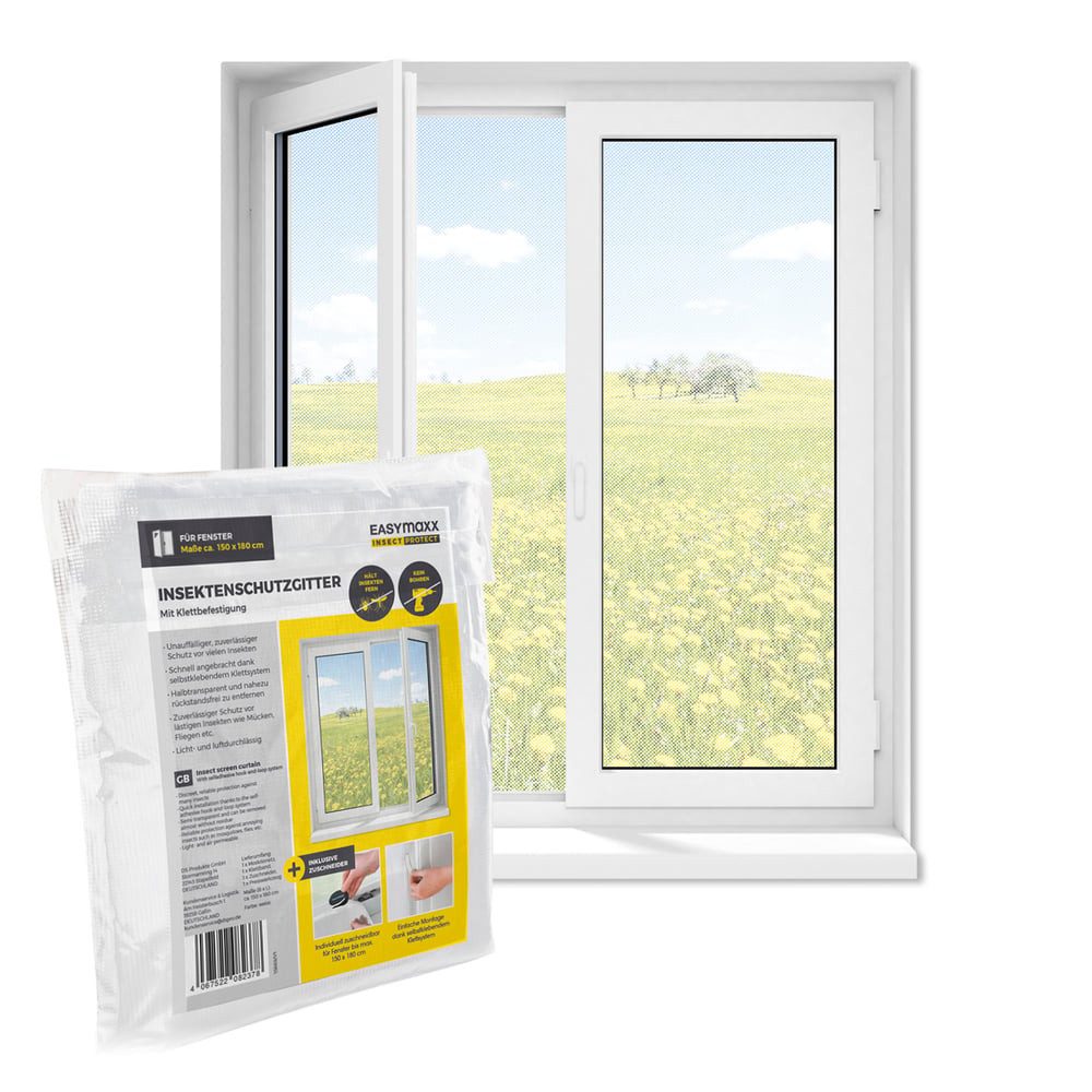 EASYmaxx Защита от насекомых-Fensterrahmen Защита от насекомыхgitter 150 x 180 cm mit Klettverschluss, (1-St), zuschneidbarer Защита от насекомых Fenster,  mit Klettband selbstklebend
