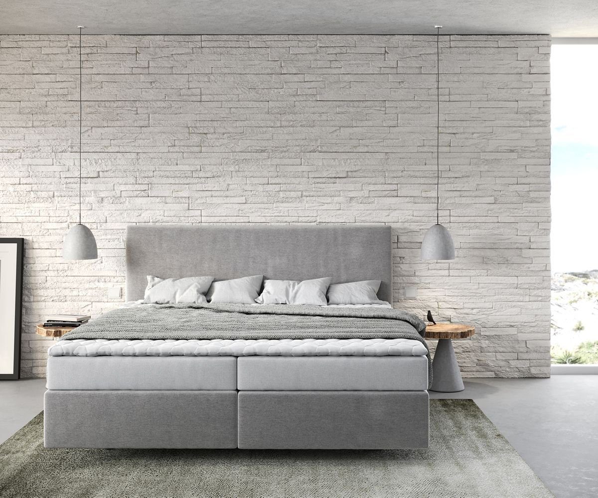 DELIFE Boxspringbett Dream-Well, Mikrofaser Grau 180x200 günstig online kaufen