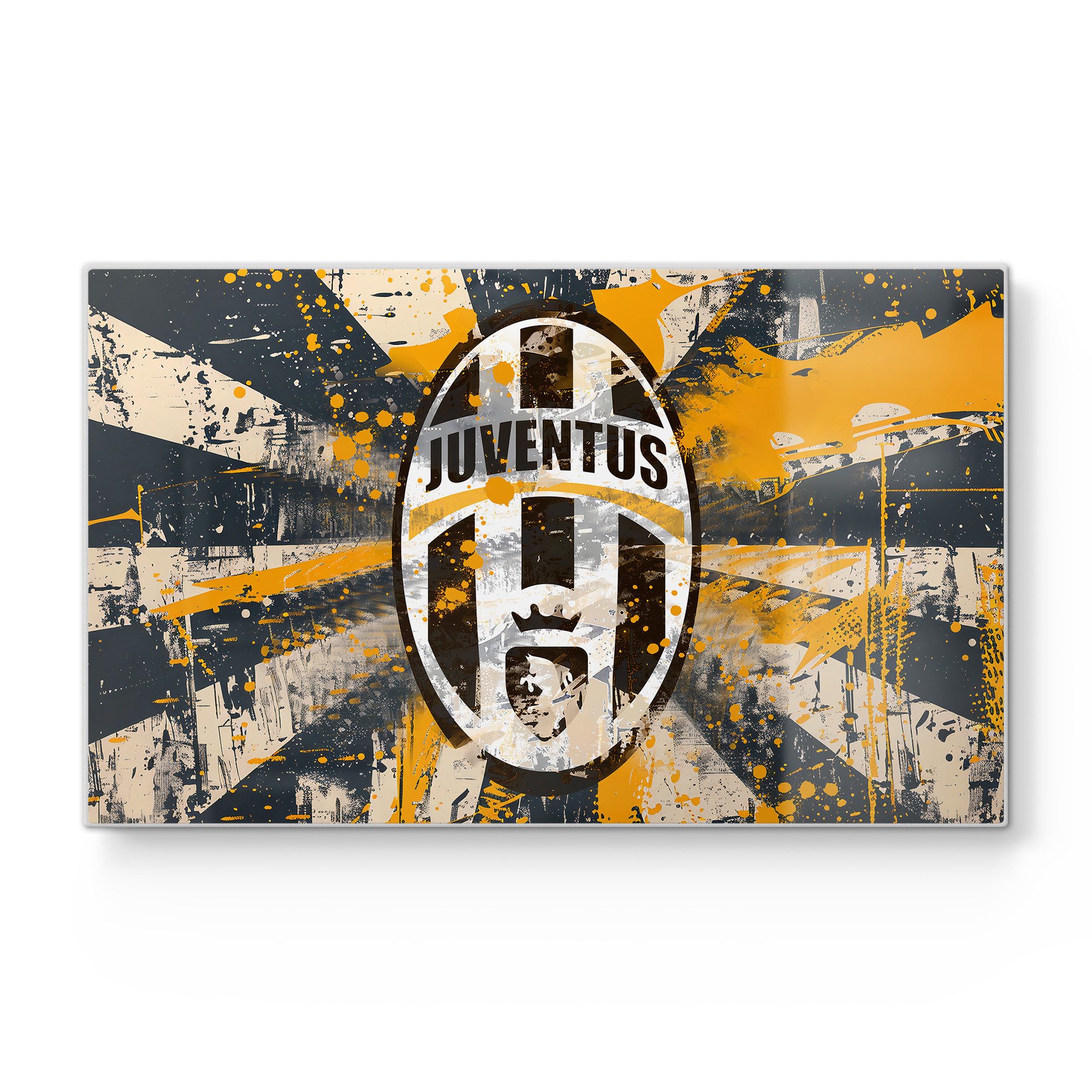 DEQORI Schneidebrett 'Wappen Juventus Turin', Glas, Platte Frühstücksbrett Schneideplatte