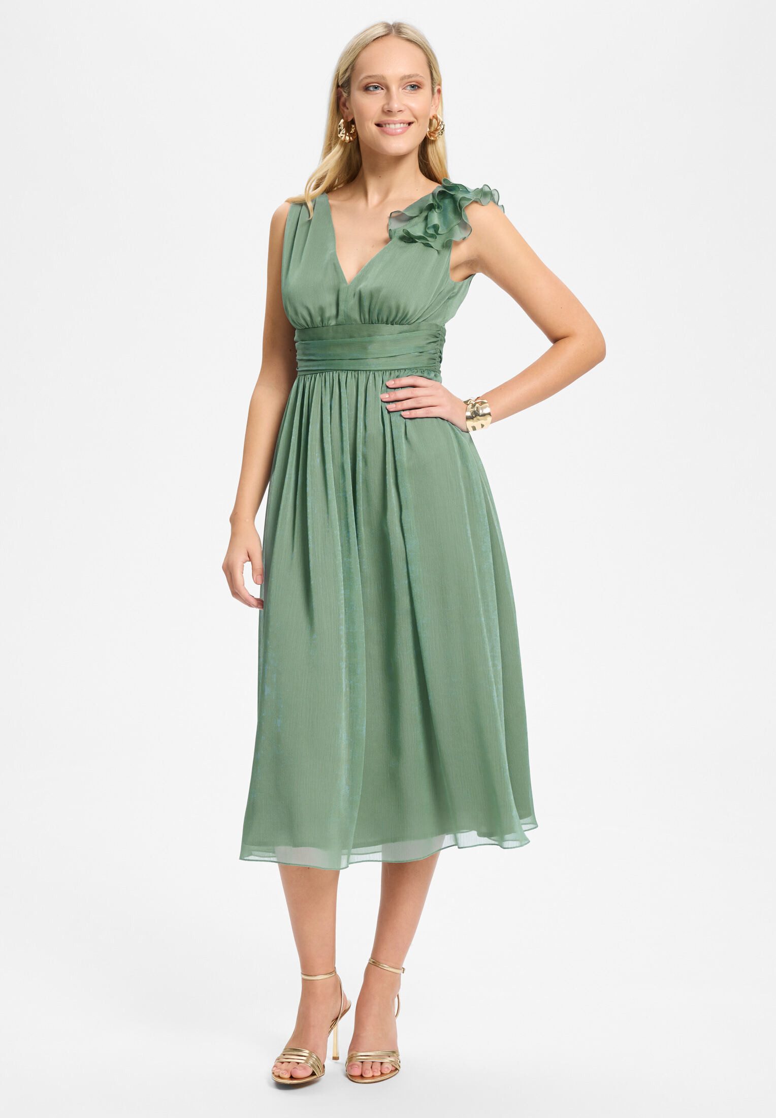 SWING Cocktailkleid Taillierter Schnitt mit ausgestelltem Rockteil